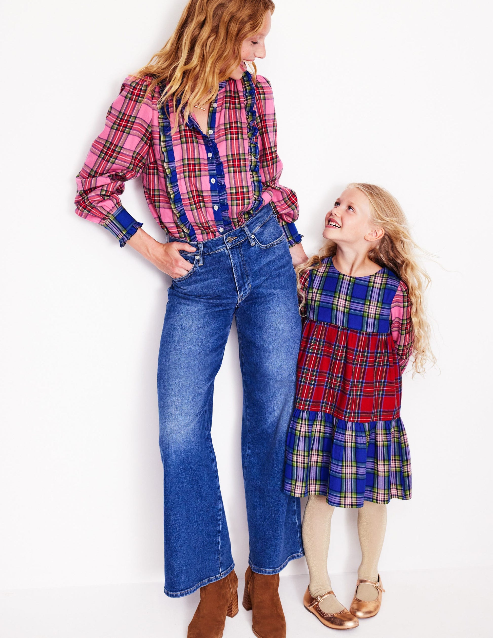 Isla Frill Detail Blouse-Multi Hotchpotch Check-5