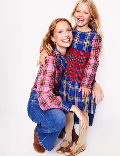 Isla Frill Detail Blouse-Multi Hotchpotch Check-6