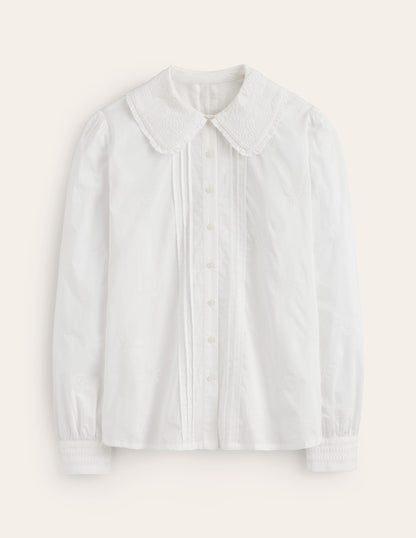 Embroidered Collar Blouse-White-5