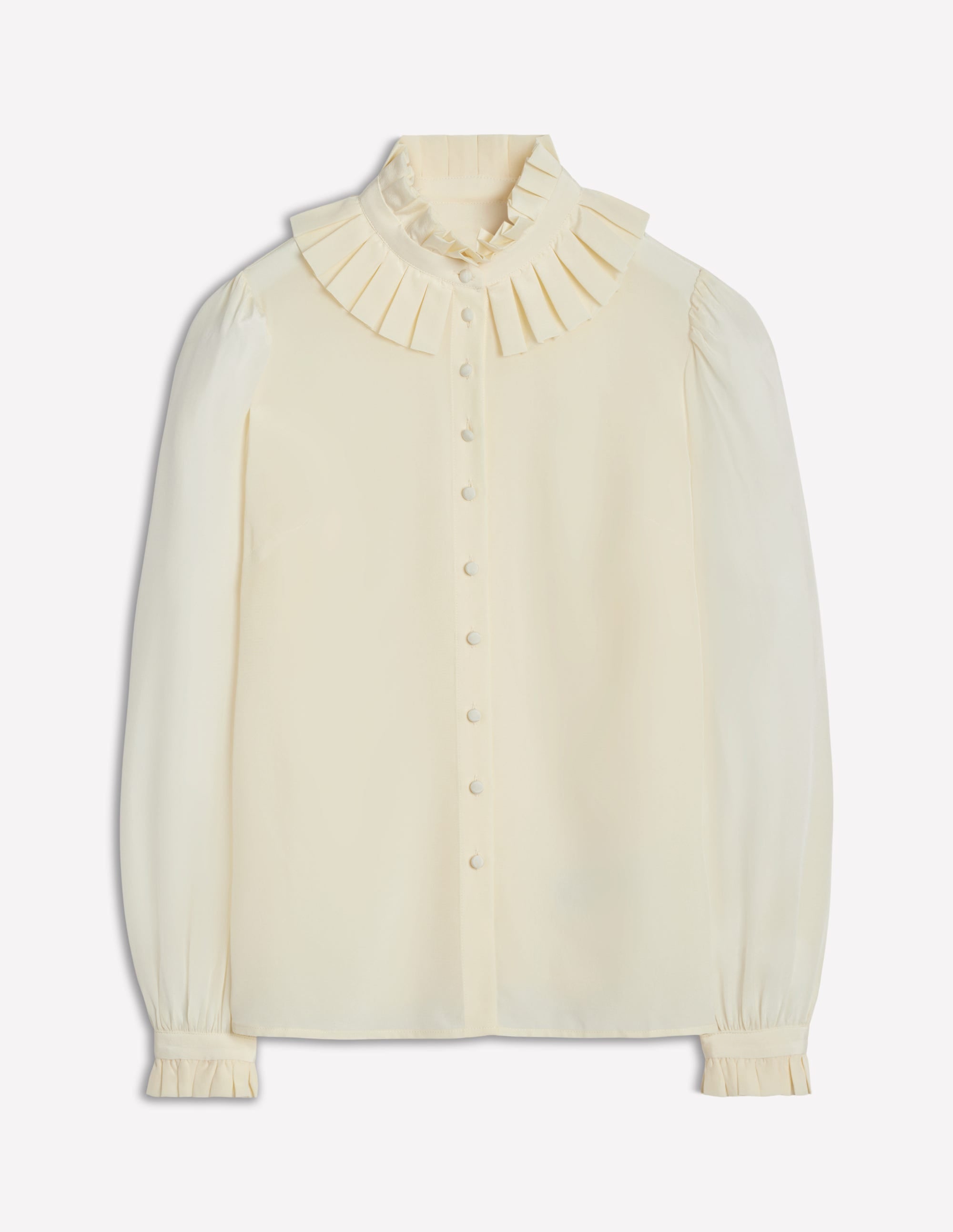 Ruffle Collar Silk Blouse-Ivory - Image 5
