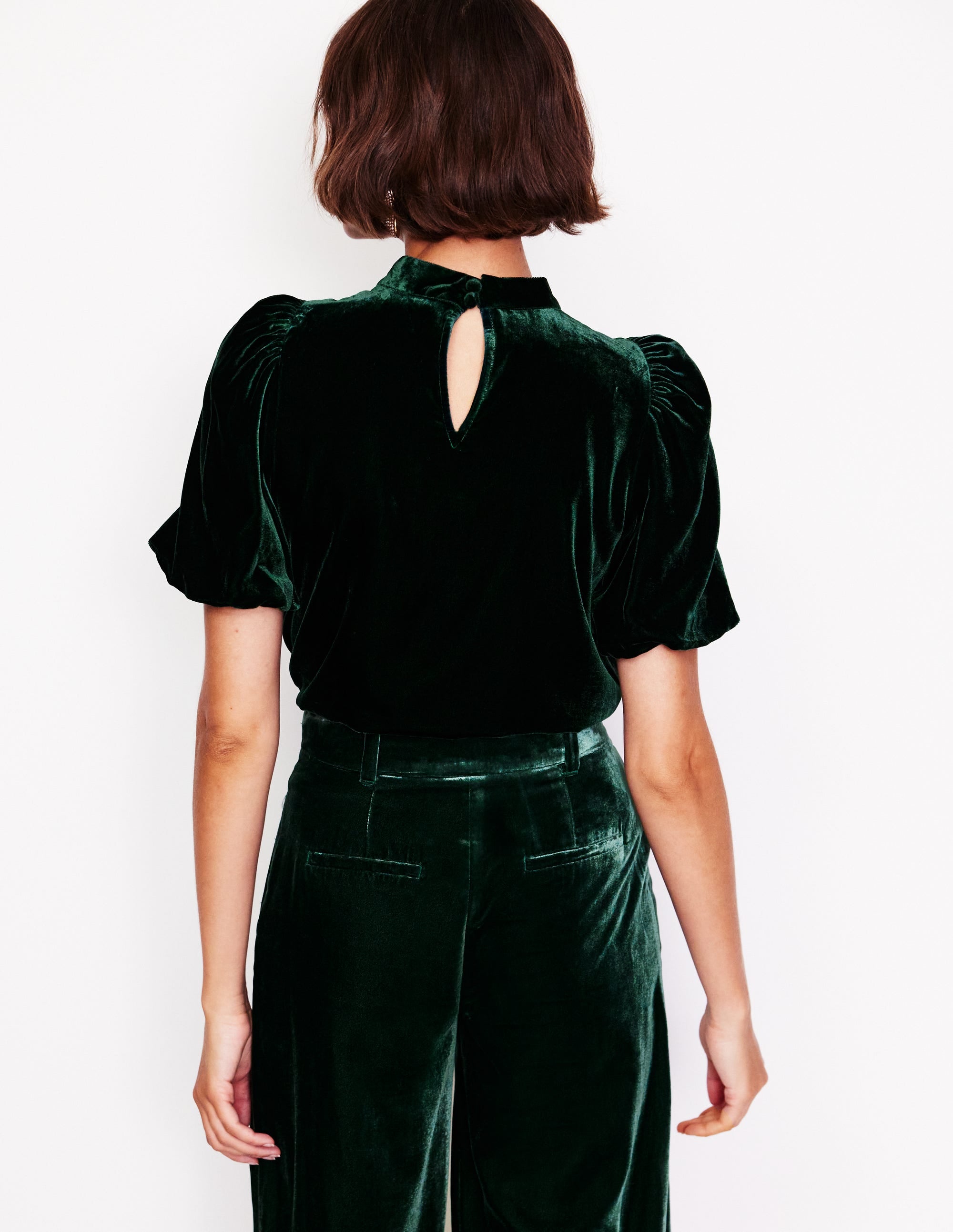 Puff Sleeve Velvet Top-Glade - Image 3