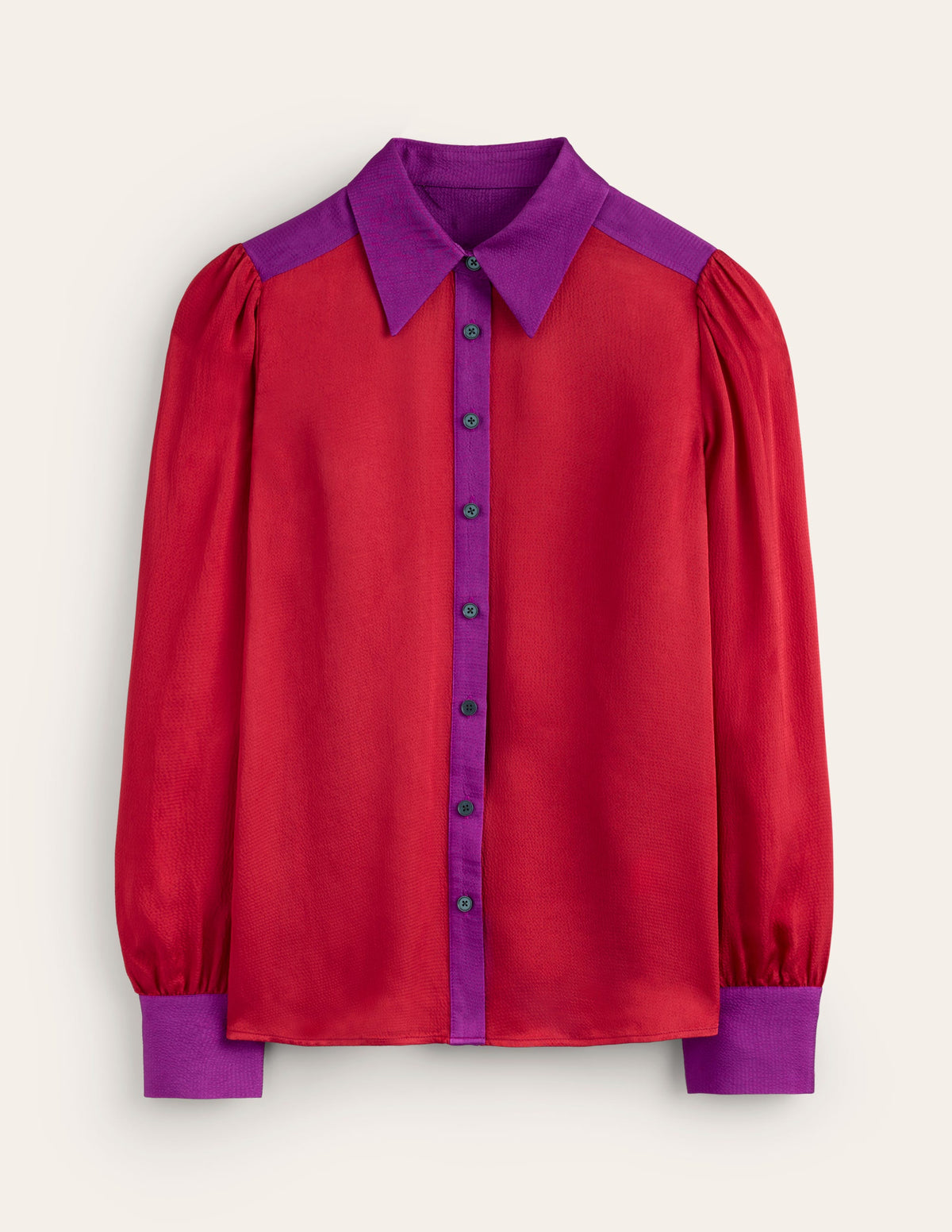 Satin Party Shirt-Cabernet Colourblock - Image 5