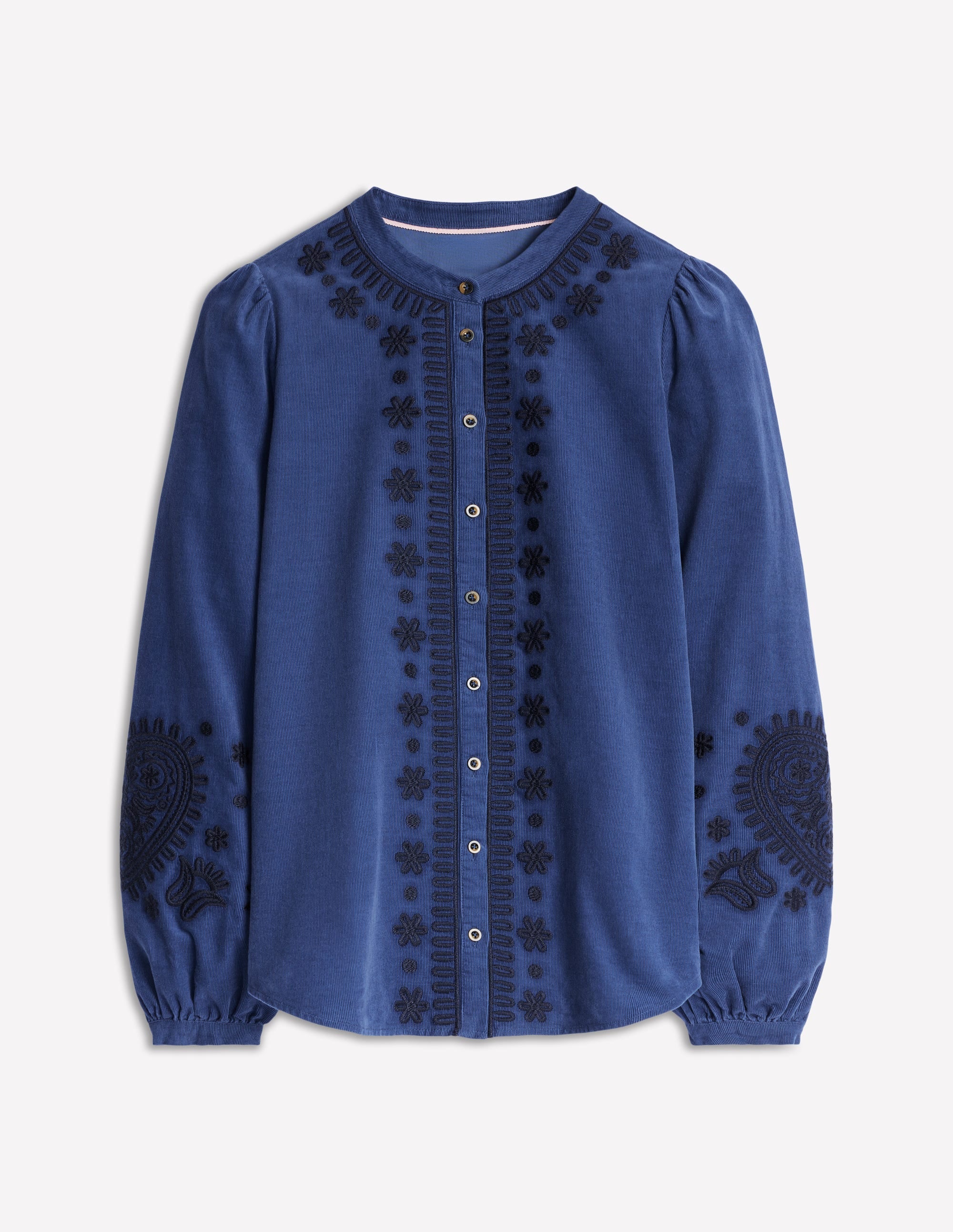 Theodora Cord Blouse-Denim Blue - Image 5