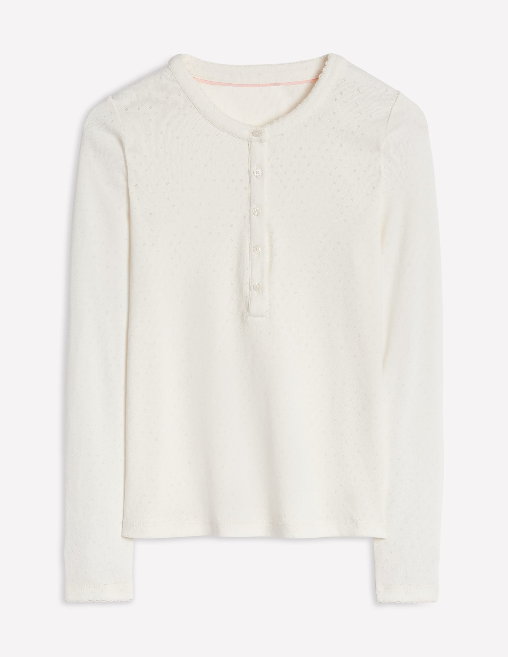 Pointelle Henley Top-Ivory - Image 5
