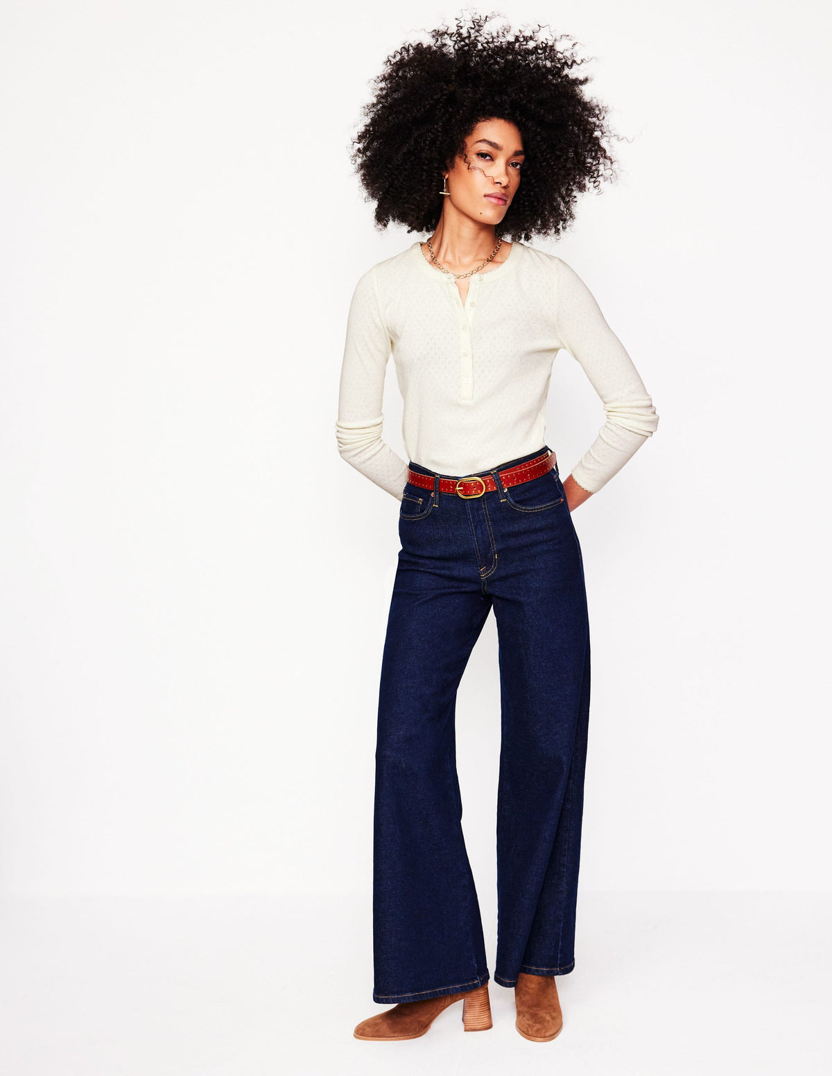 Pointelle Henley Top-Ivory - Image 4