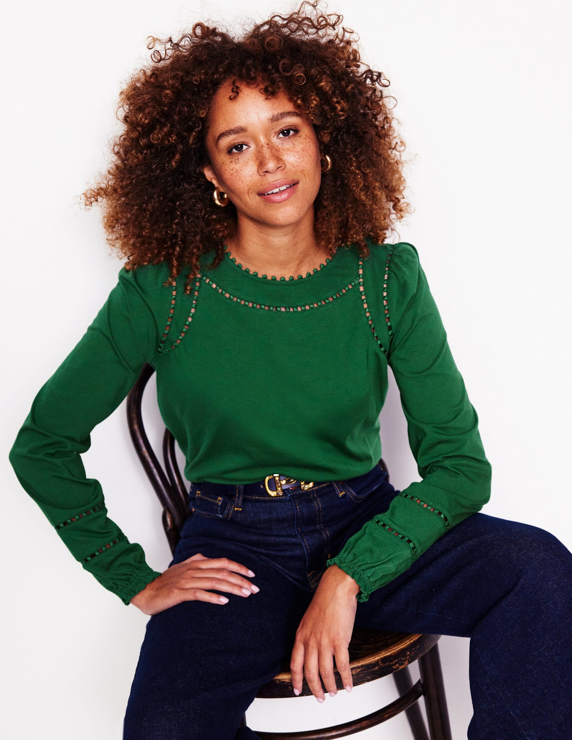 Mila Long Sleeve Top-Pine-1