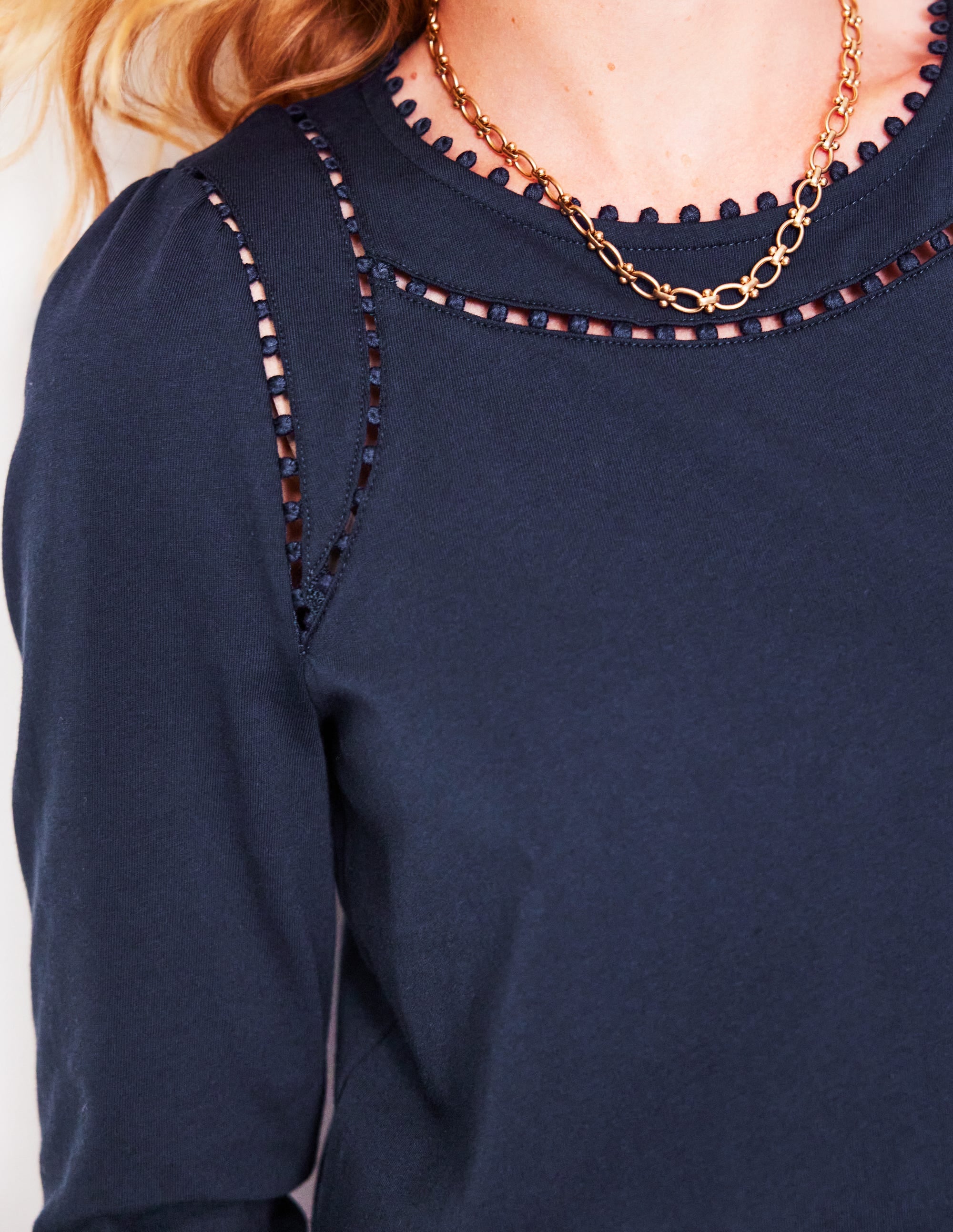 Mila Long Sleeve Top-Navy - Image 2
