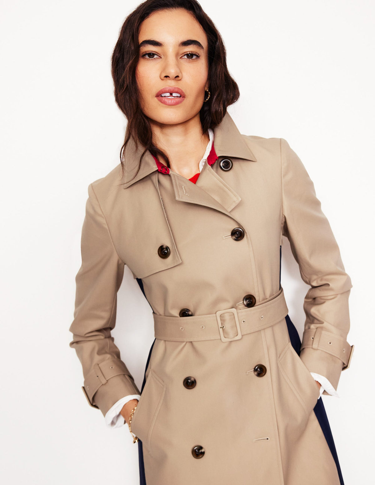 Colour Block Trench Coat-Neutral - Image 2