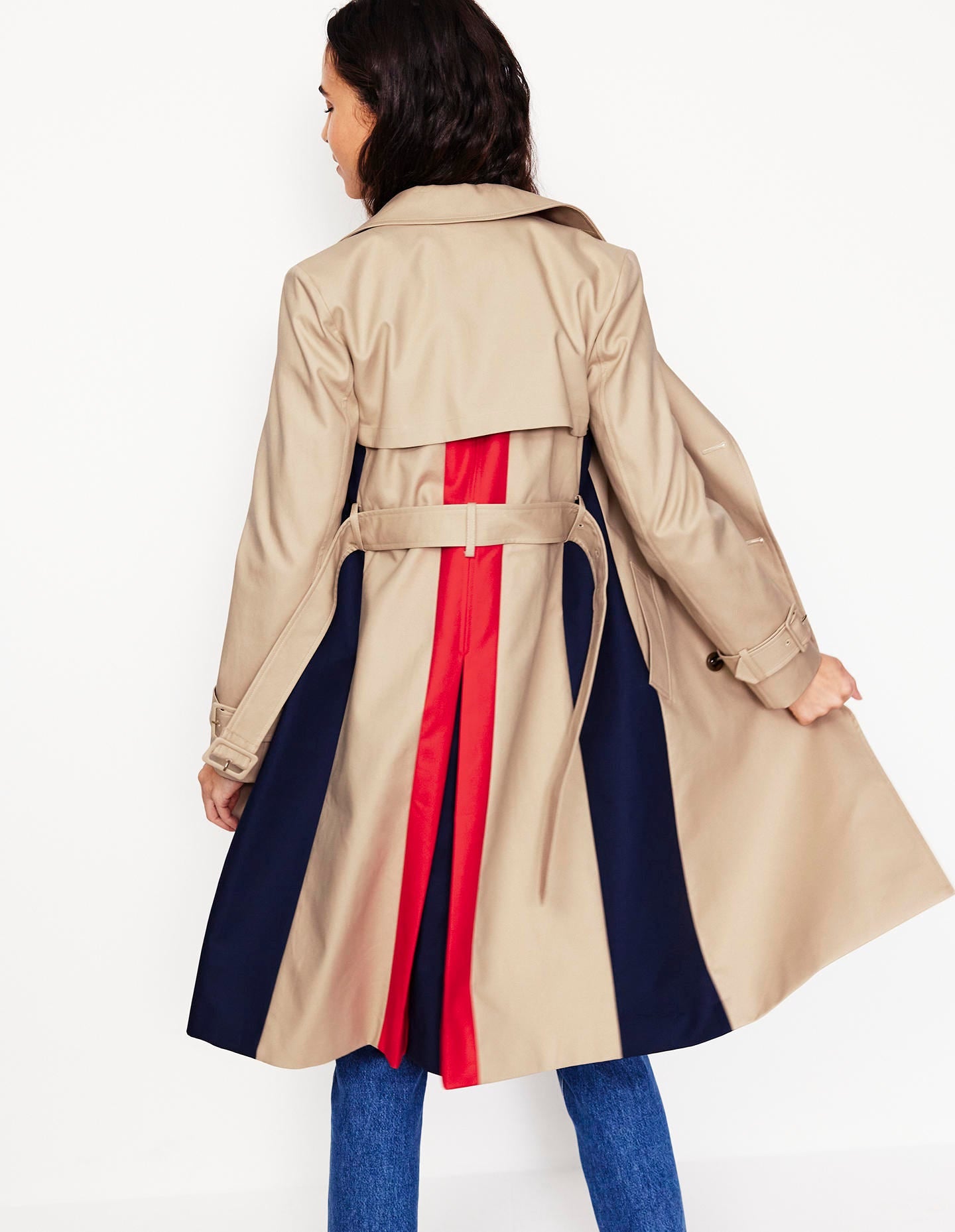 Colour Block Trench Coat-Neutral - Image 3