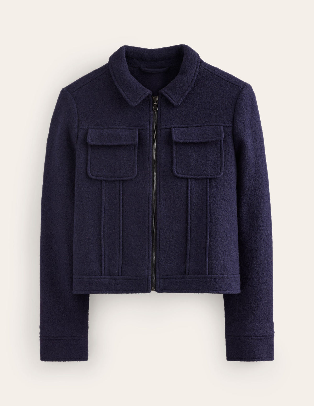 Wool Zip Through Jacket-Navy - Image 5