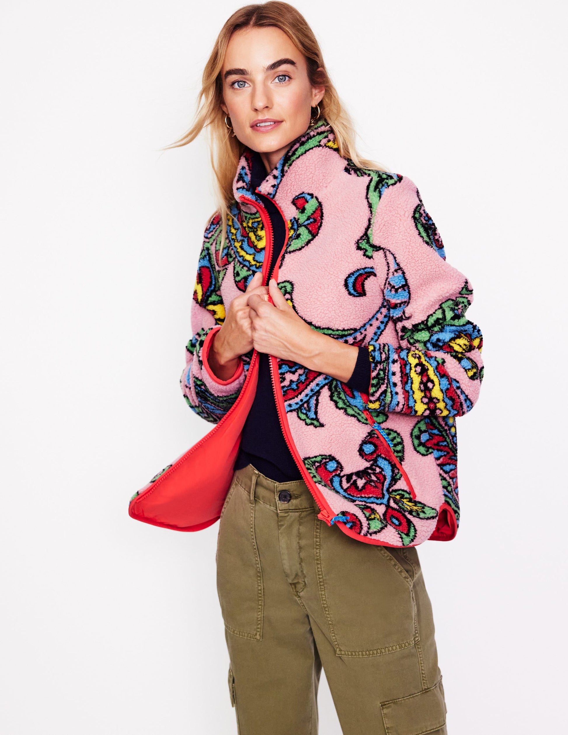 Truro Borg Fleece Jacket-Charm Pink, Paisley Wave Large-4