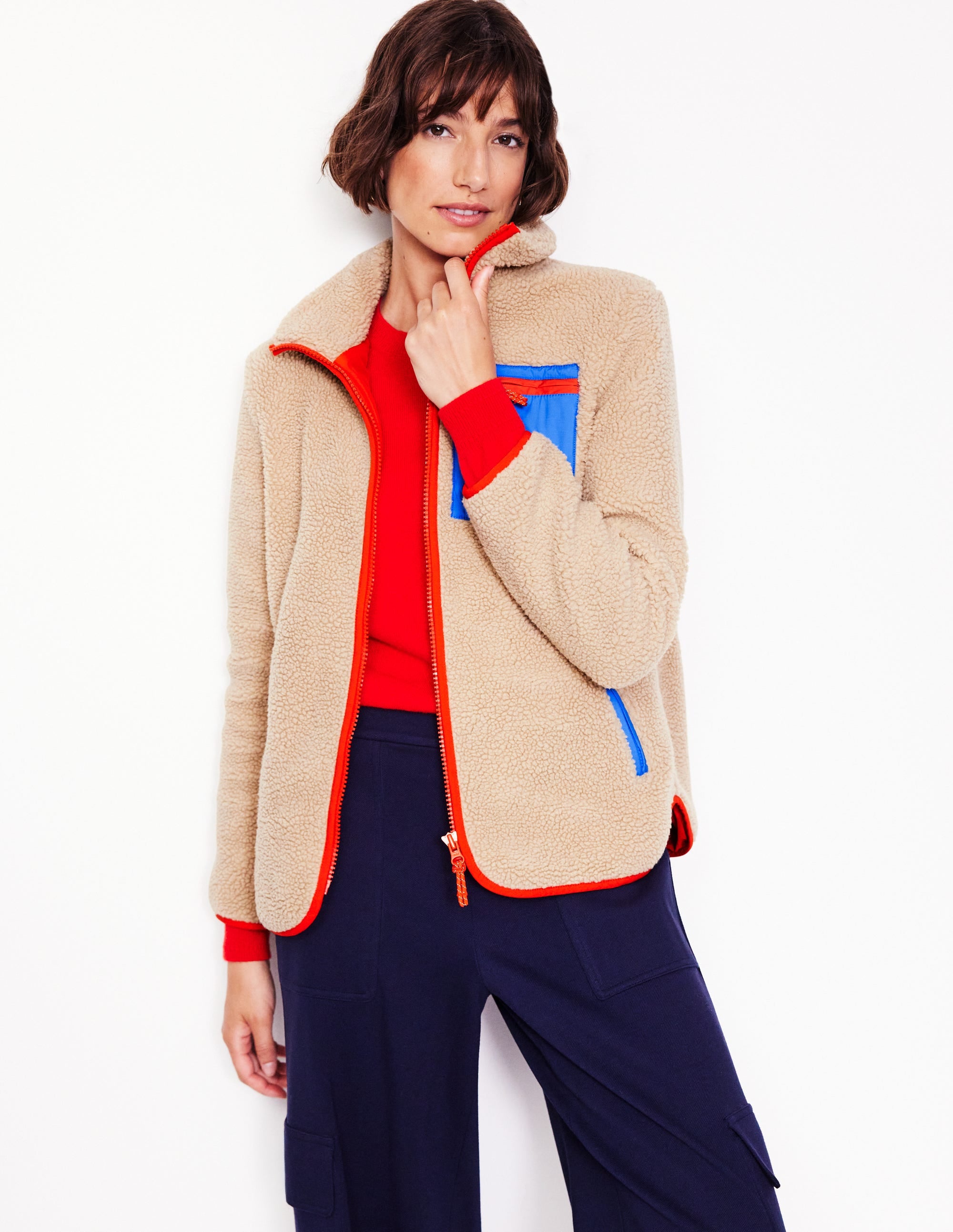 Truro Borg Fleece Jacket-Neutral - Image 1