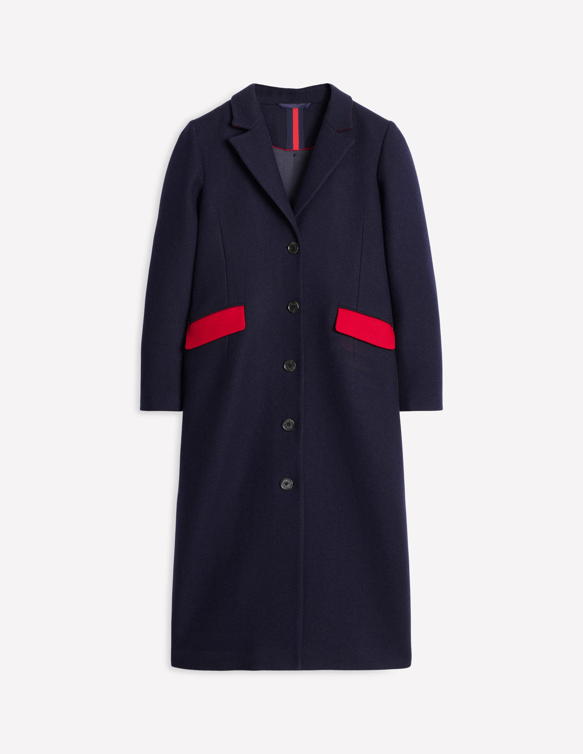 Colourblock Midi Coat-Navy, Multi - Image 6