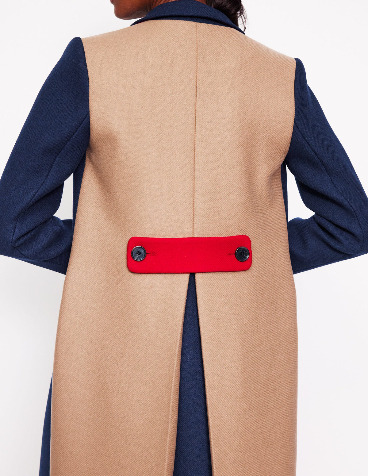Colourblock Midi Coat-Navy, Multi - Image 3