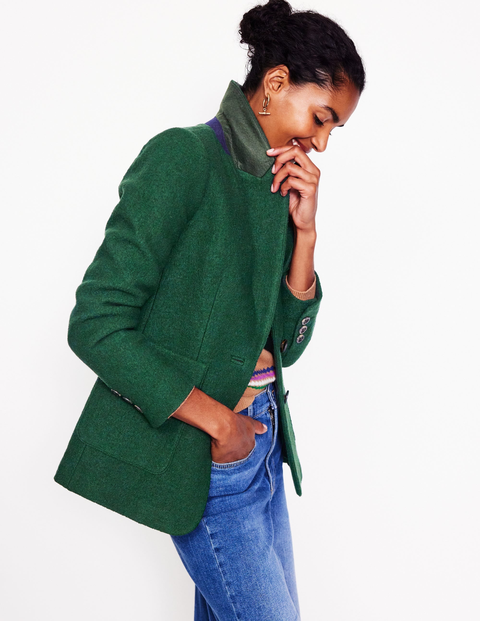 Marylebone Textured Blazer-Dark Green - Image 1