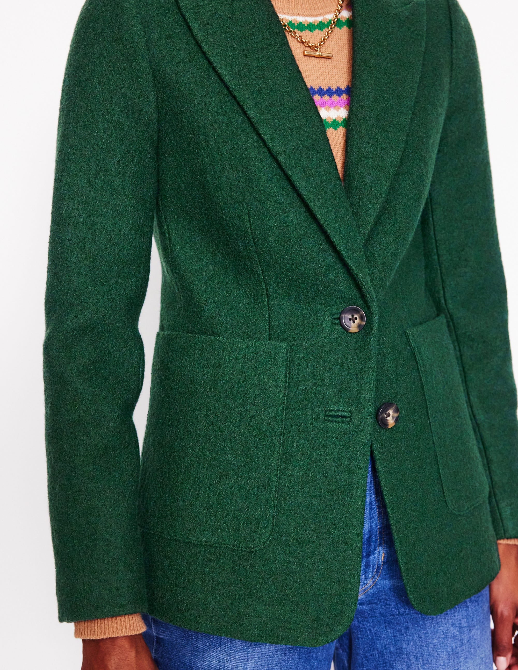 Marylebone Textured Blazer-Dark Green - Image 2