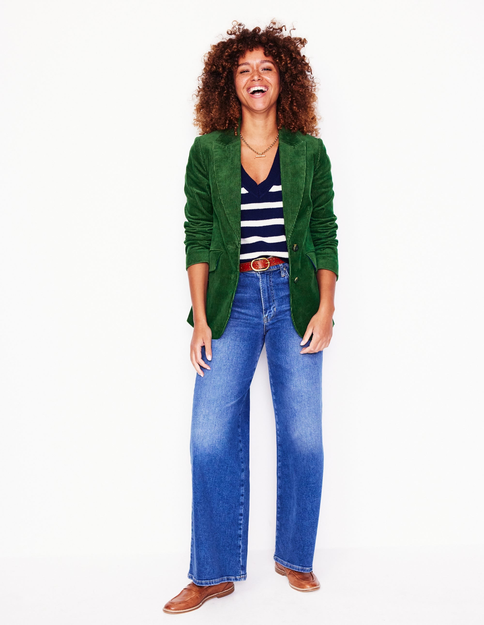 Marylebone Cord Blazer-Winter Green - Image 4