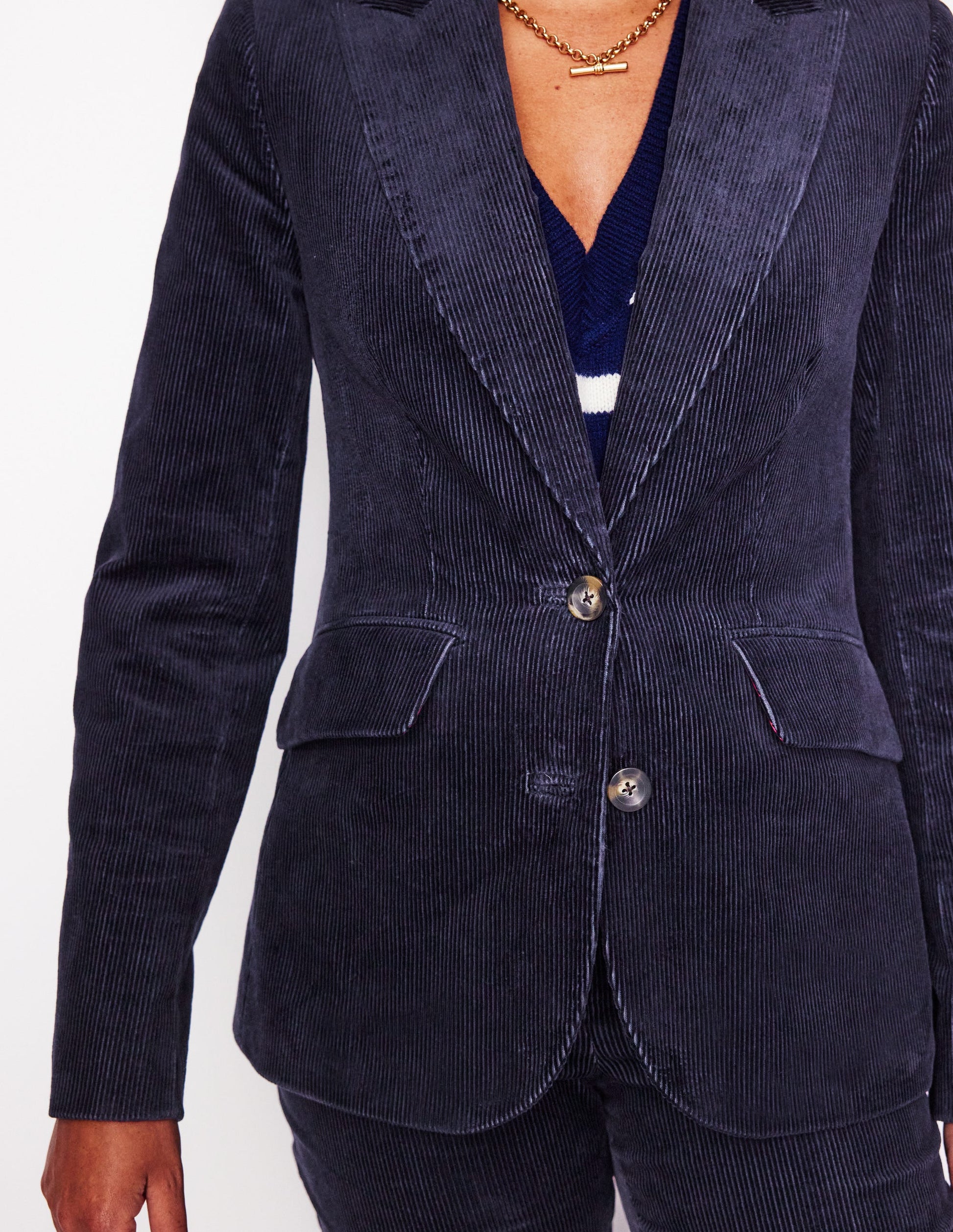 Marylebone Cord Blazer-Navy-2