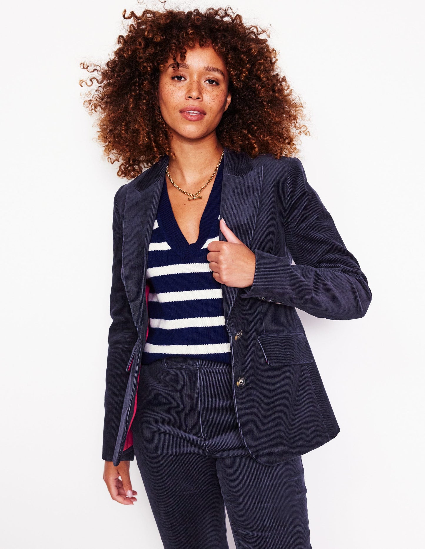 Marylebone Cord Blazer-Navy
