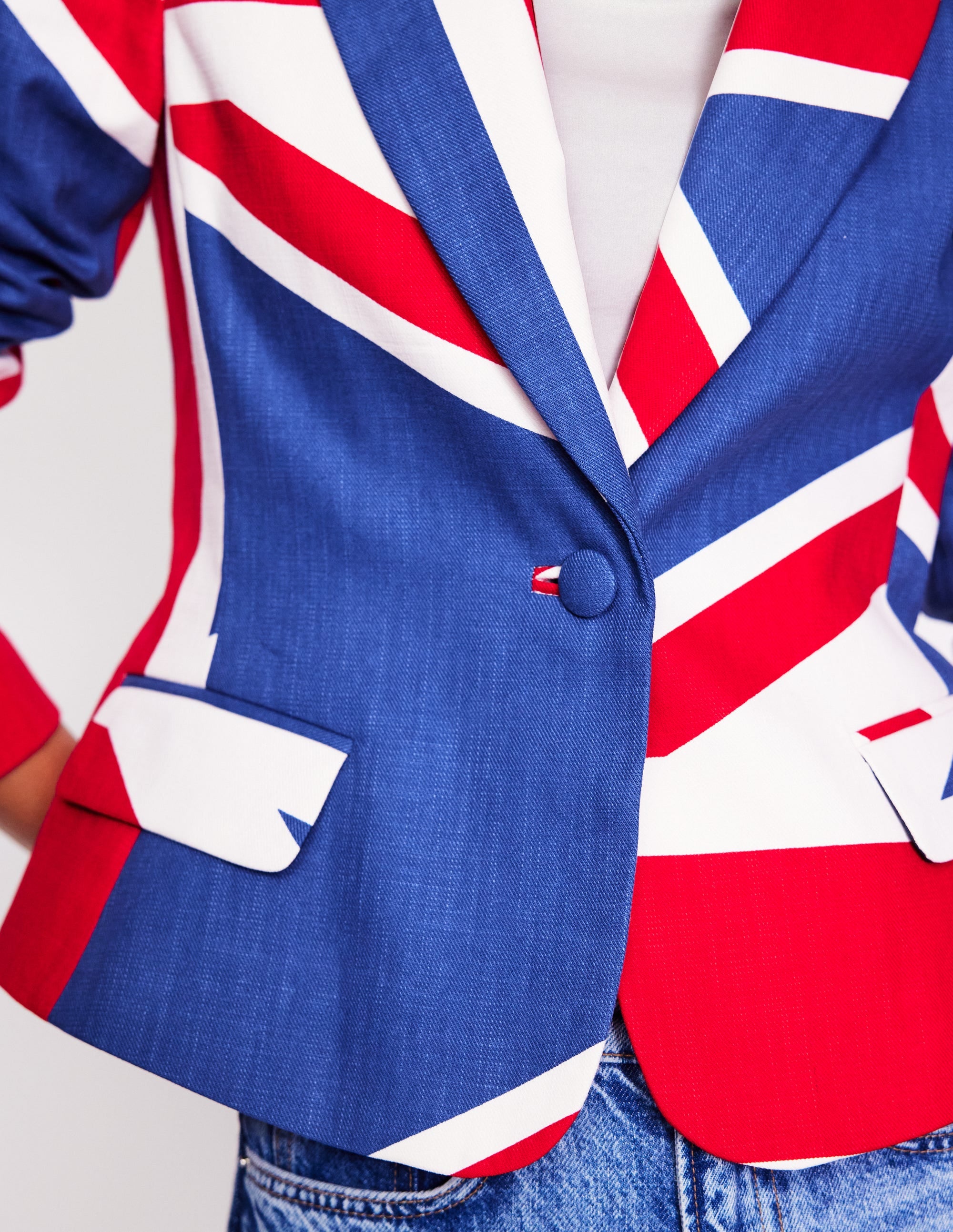 Fitted Printed Blazer-Union Jack - Image 2