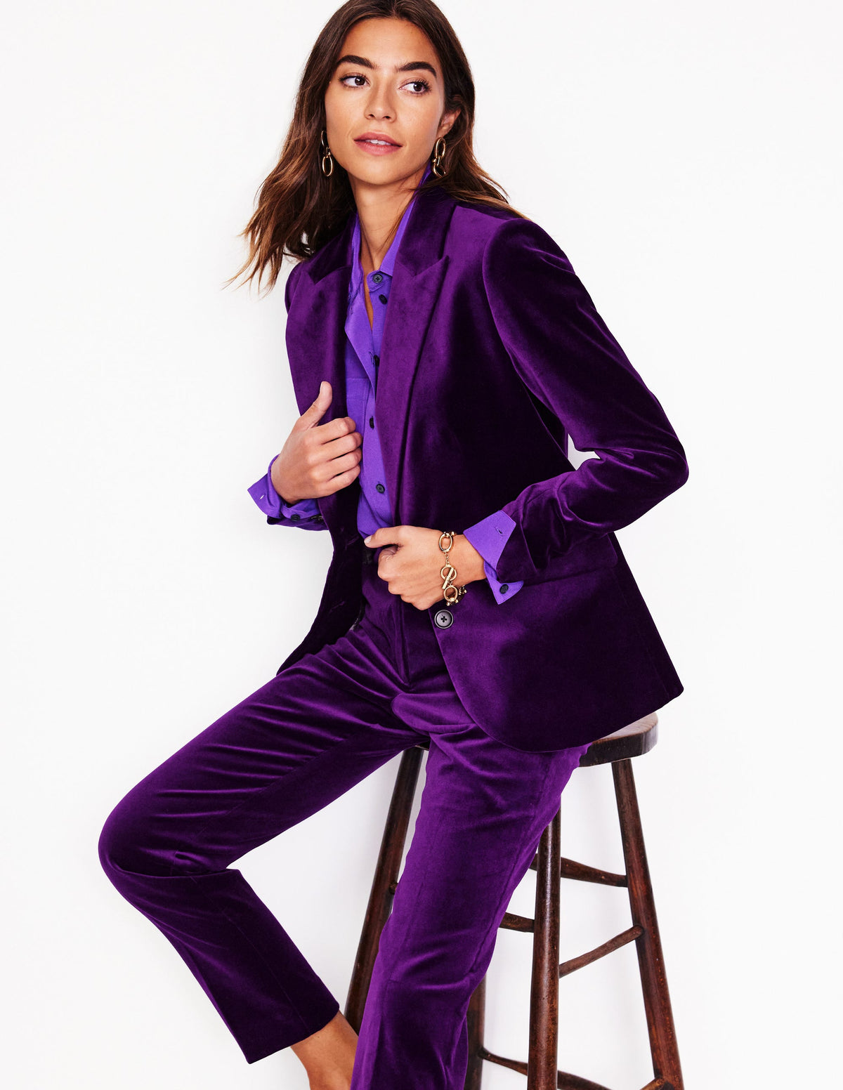 Marylebone Velvet Blazer-Viola - Image 4