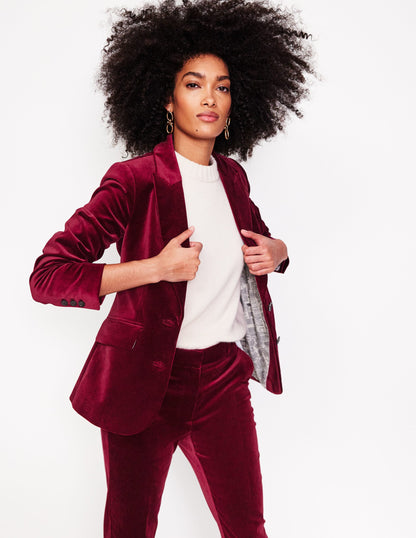 Marylebone Velvet Blazer-Cabernet-1