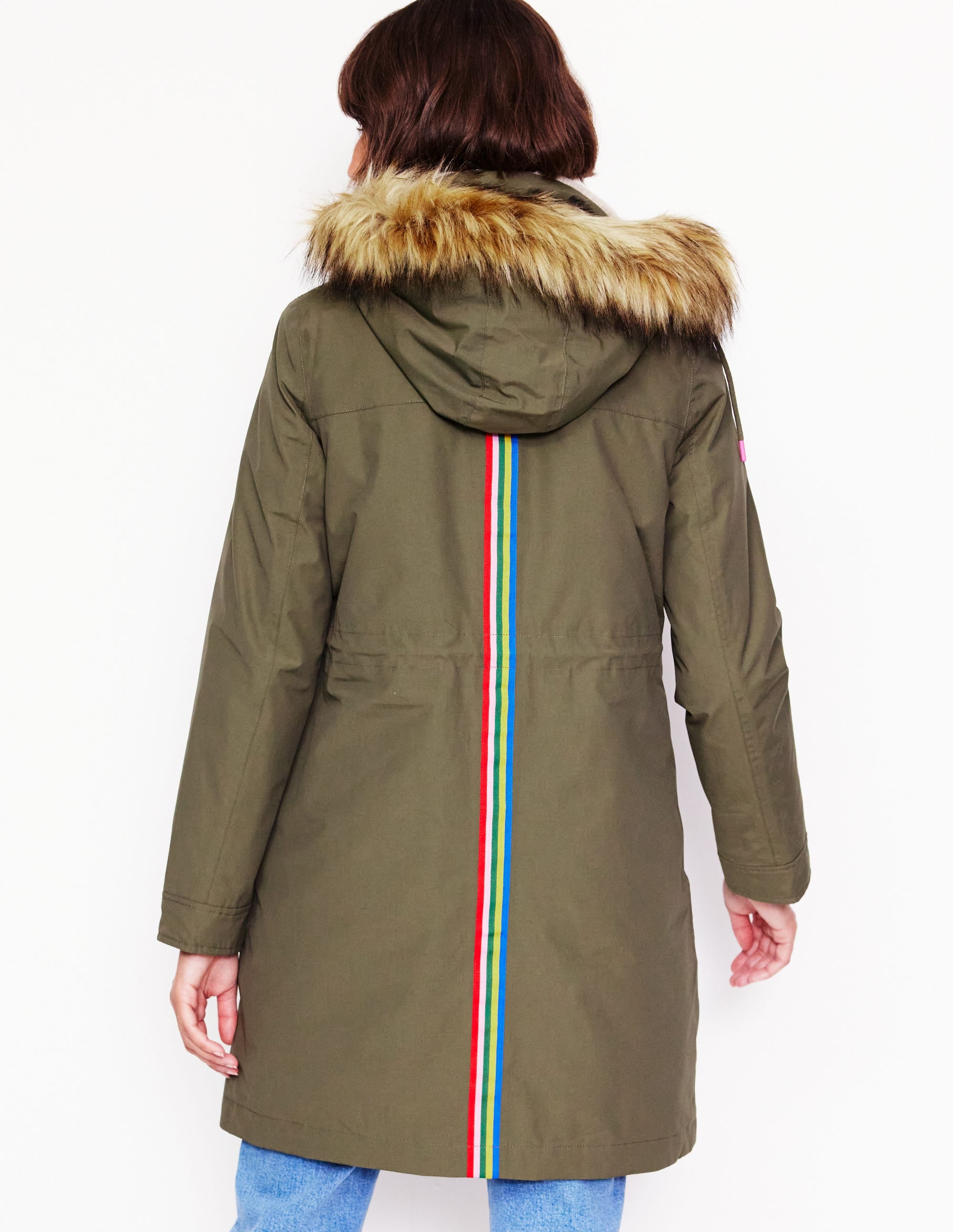 Faux-Fur Hood Parka-Khaki - Image 4