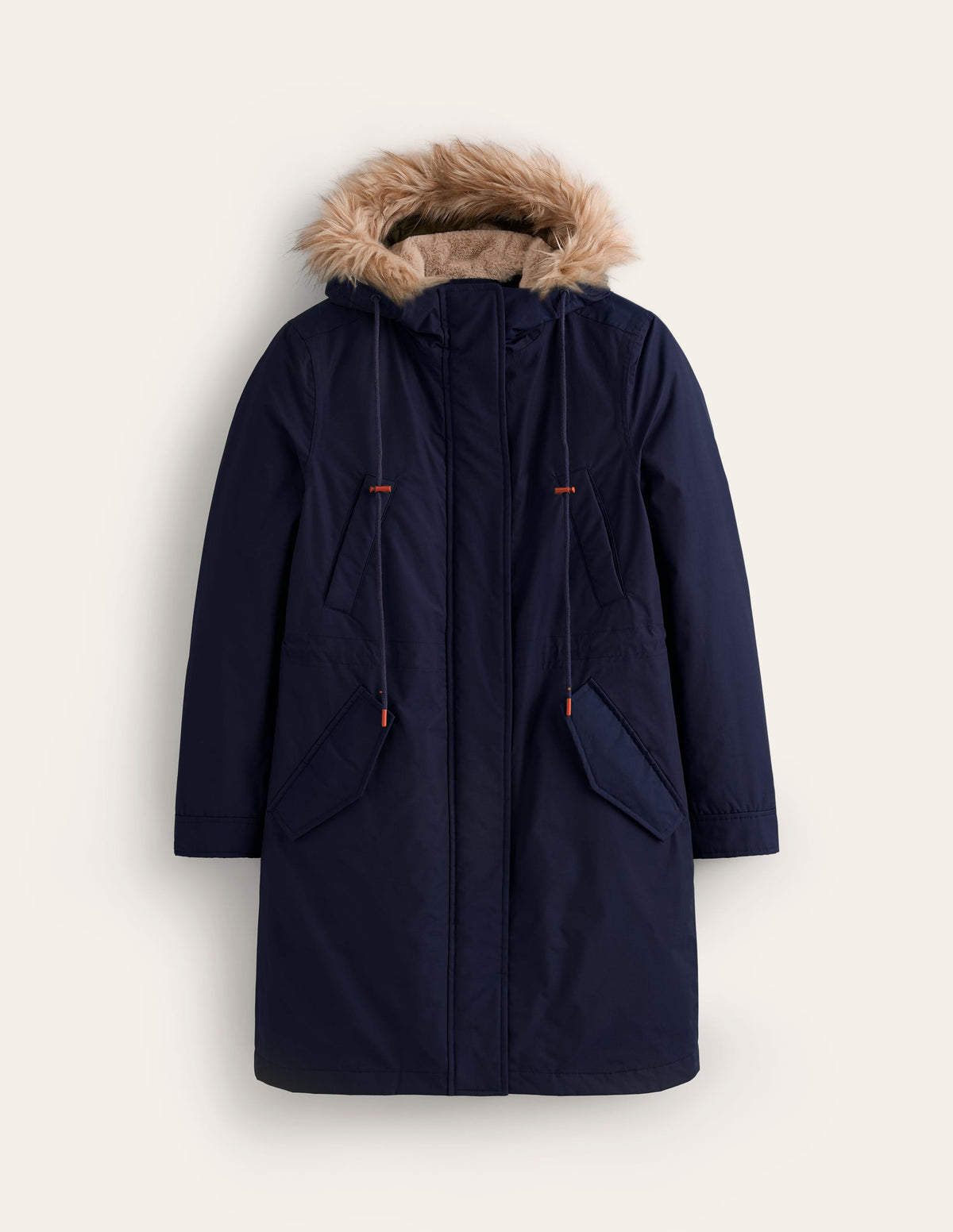 Faux-Fur Hood Parka-Navy - Image 6