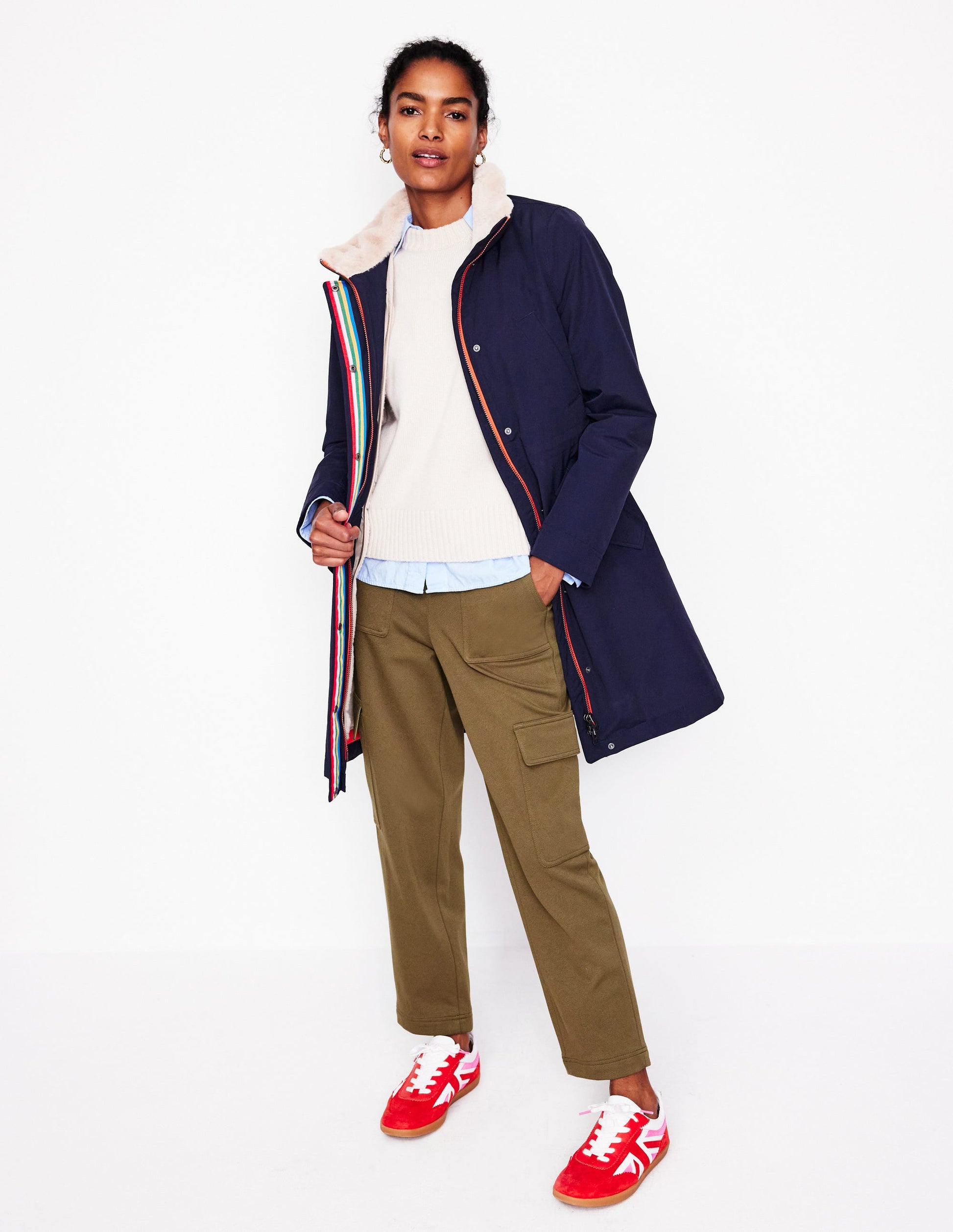 Faux-Fur Hood Parka-Navy-4