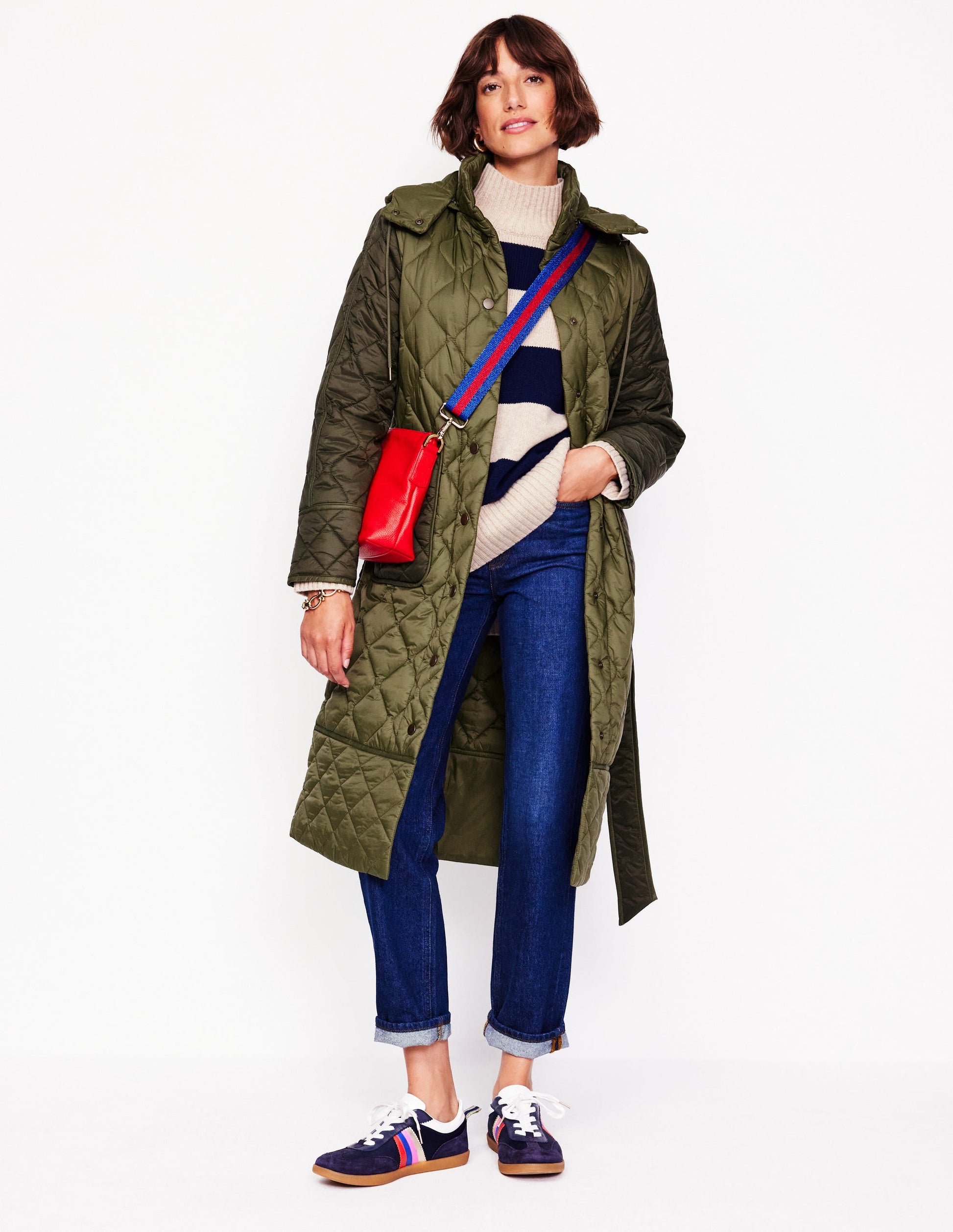 Quilted Belted Coat-Khaki-1
