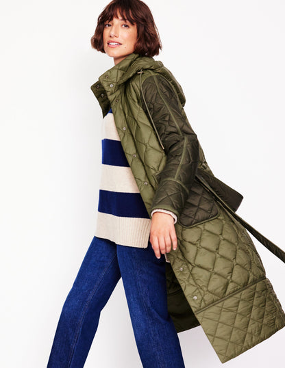 Quilted Belted Coat-Khaki-4