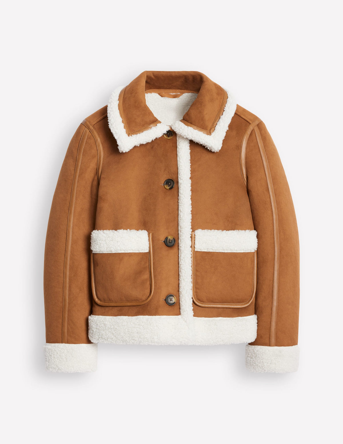 Faux Shearling Jacket-Brown - Image 7