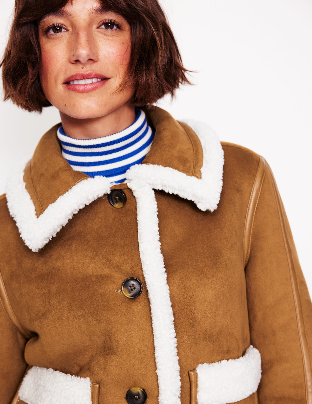 Faux Shearling Jacket-Brown - Image 2