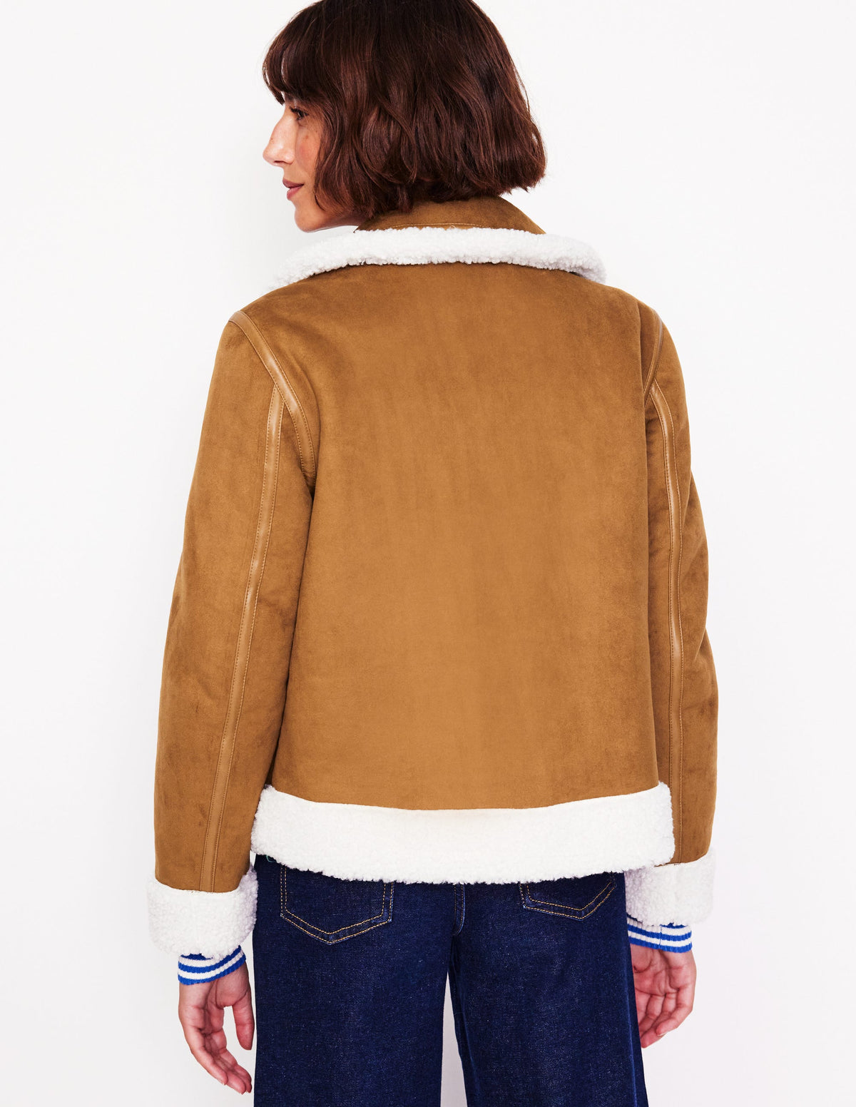 Faux Shearling Jacket-Brown - Image 3
