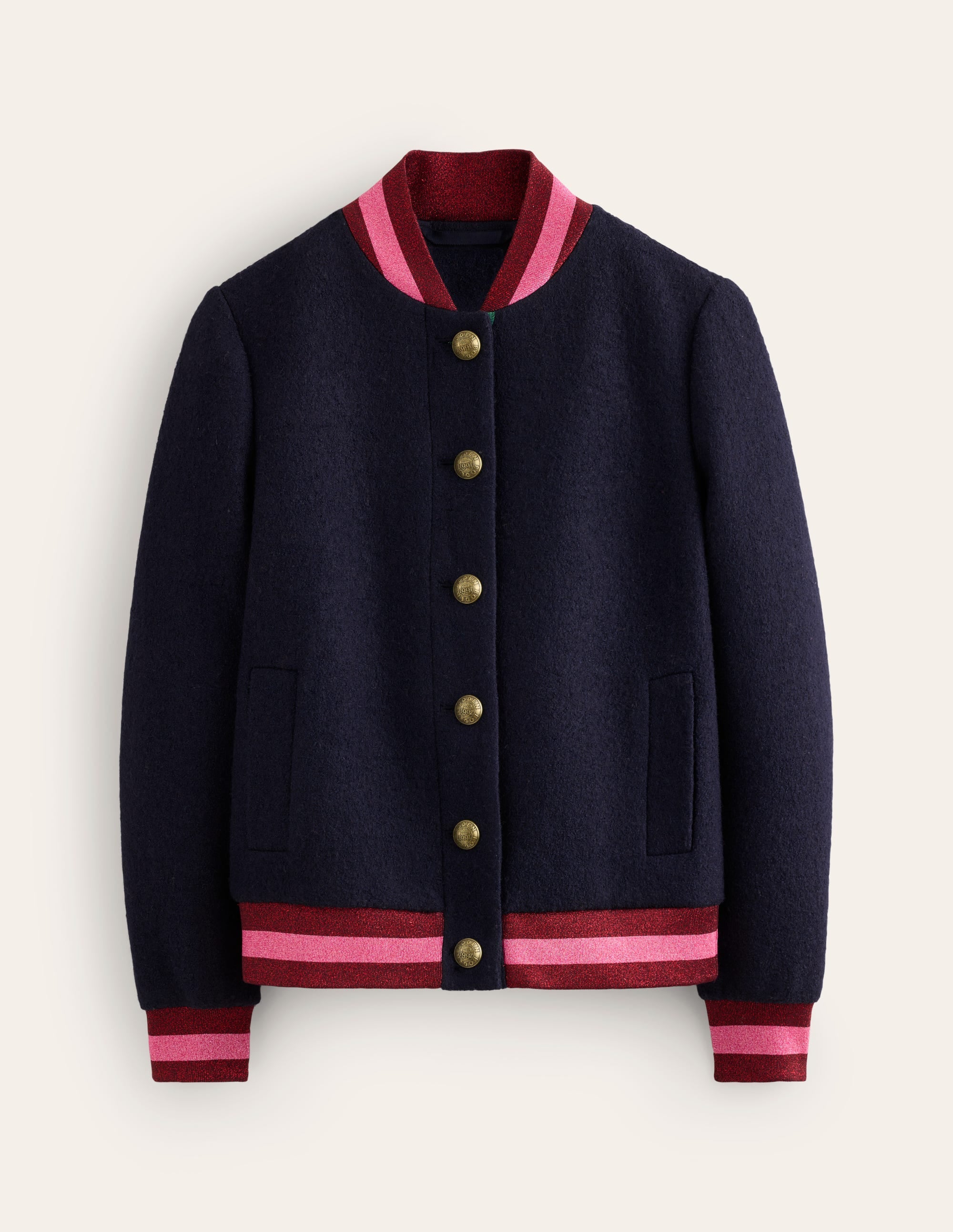 Boiled Wool Bomber-Navy - Image 6
