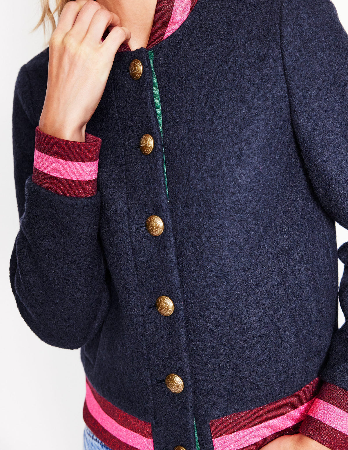 Boiled Wool Bomber-Navy - Image 2