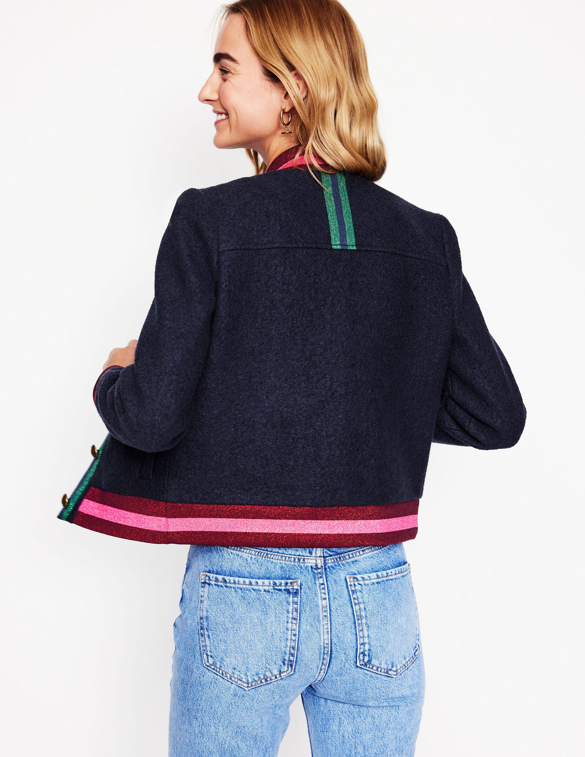 Boiled Wool Bomber-Navy - Image 3