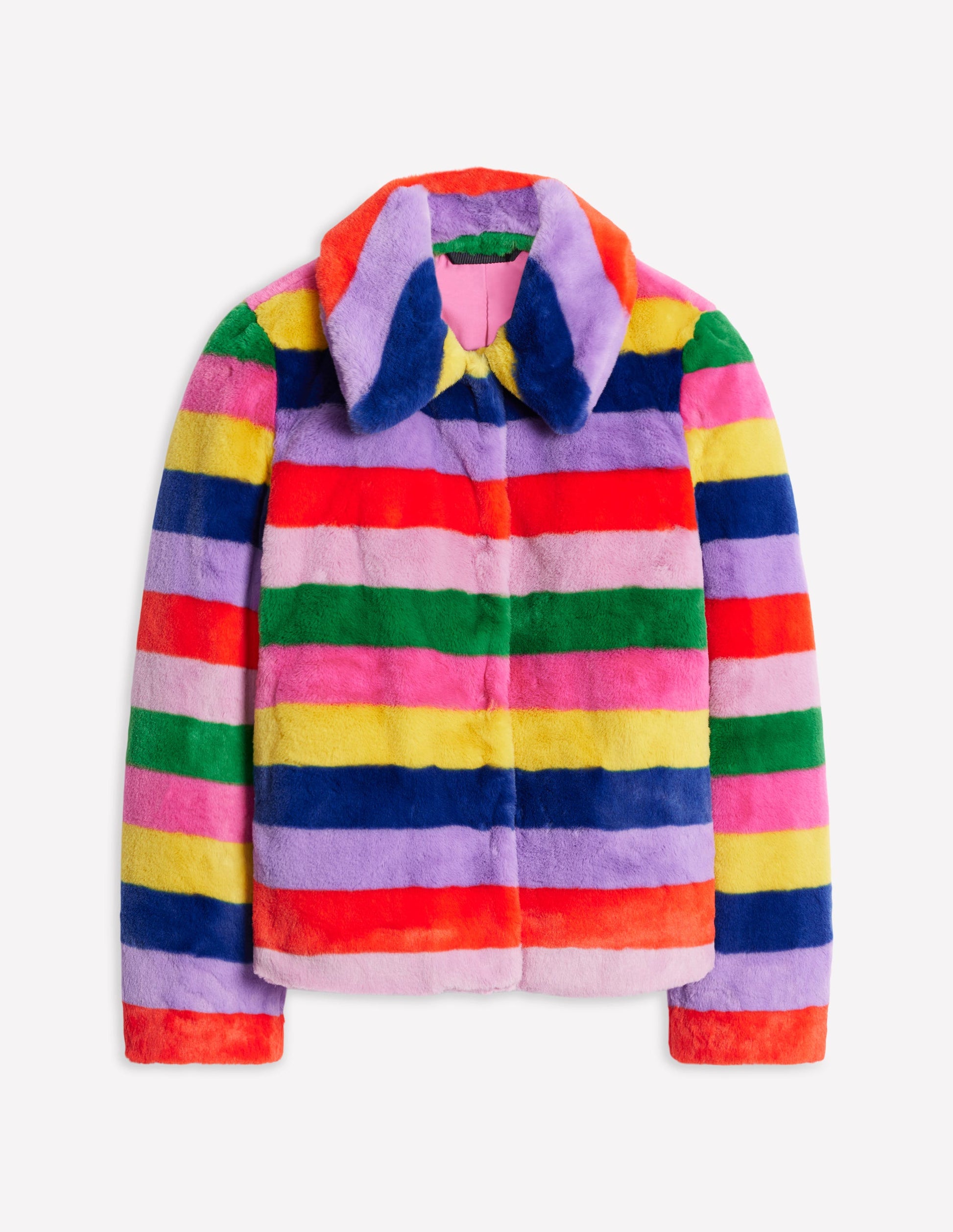 Stripe Faux-Fur Coat-Rainbow Stripe-7