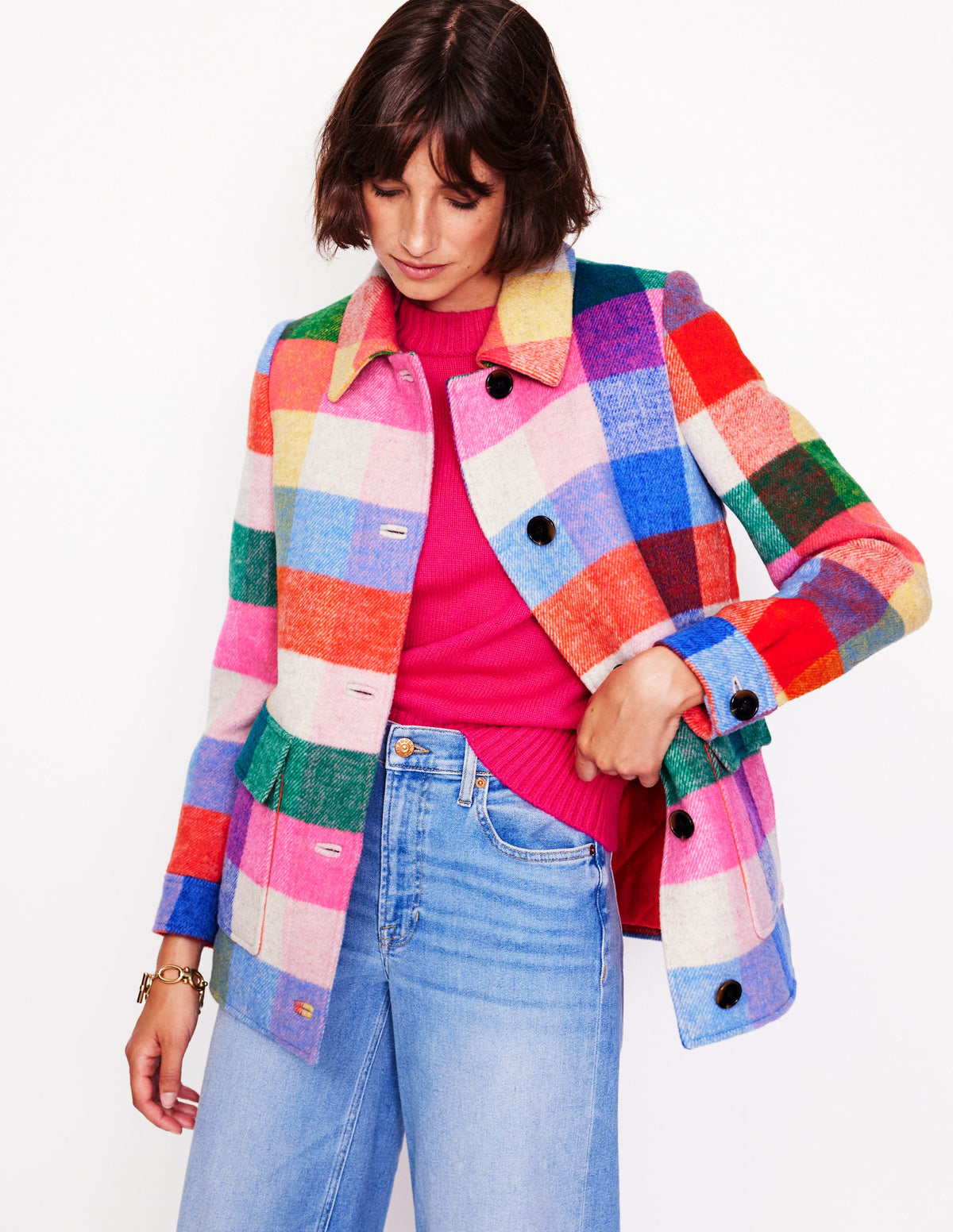 Wool Check Coat-Multi Check - Image 1