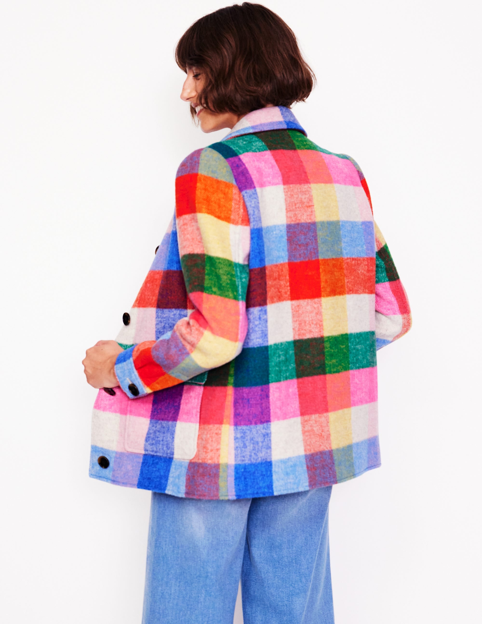 Wool Check Coat-Multi Check - Image 3
