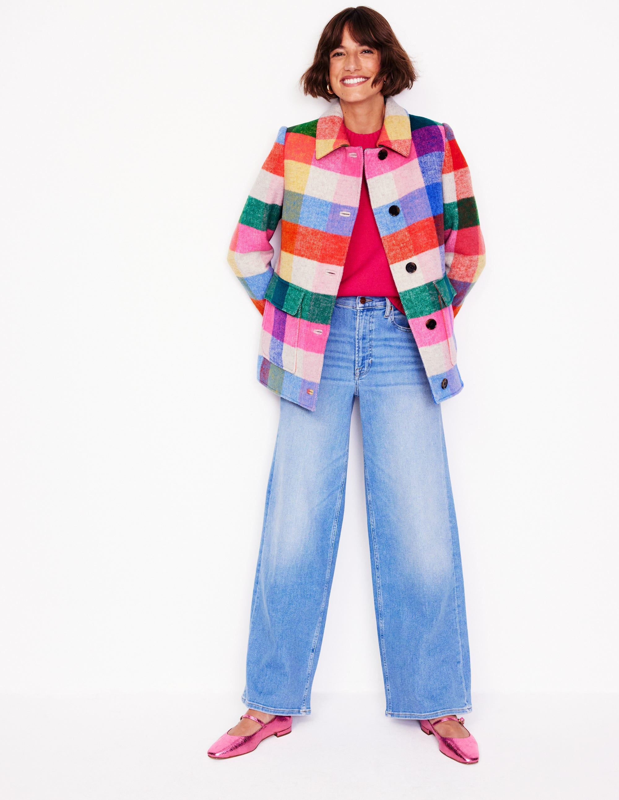 Wool Check Coat-Multi Check - Image 4