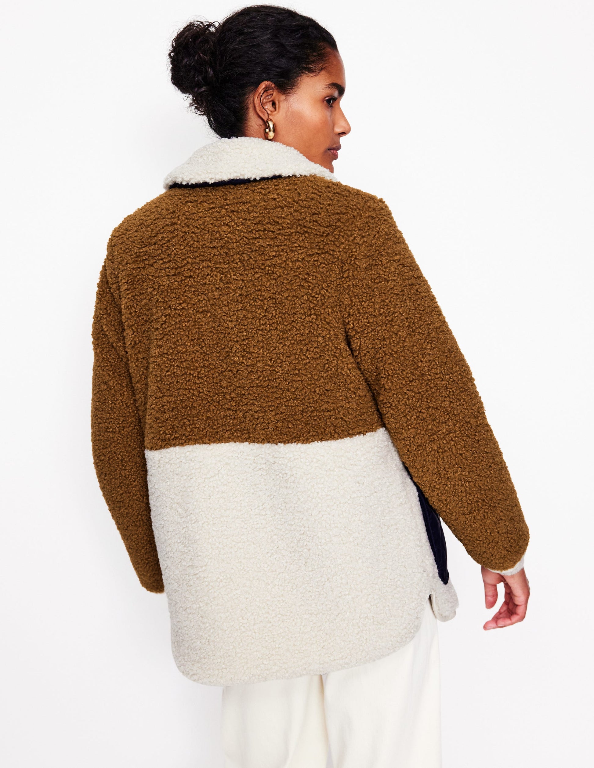 Borg Quilted Coat-Brown-4
