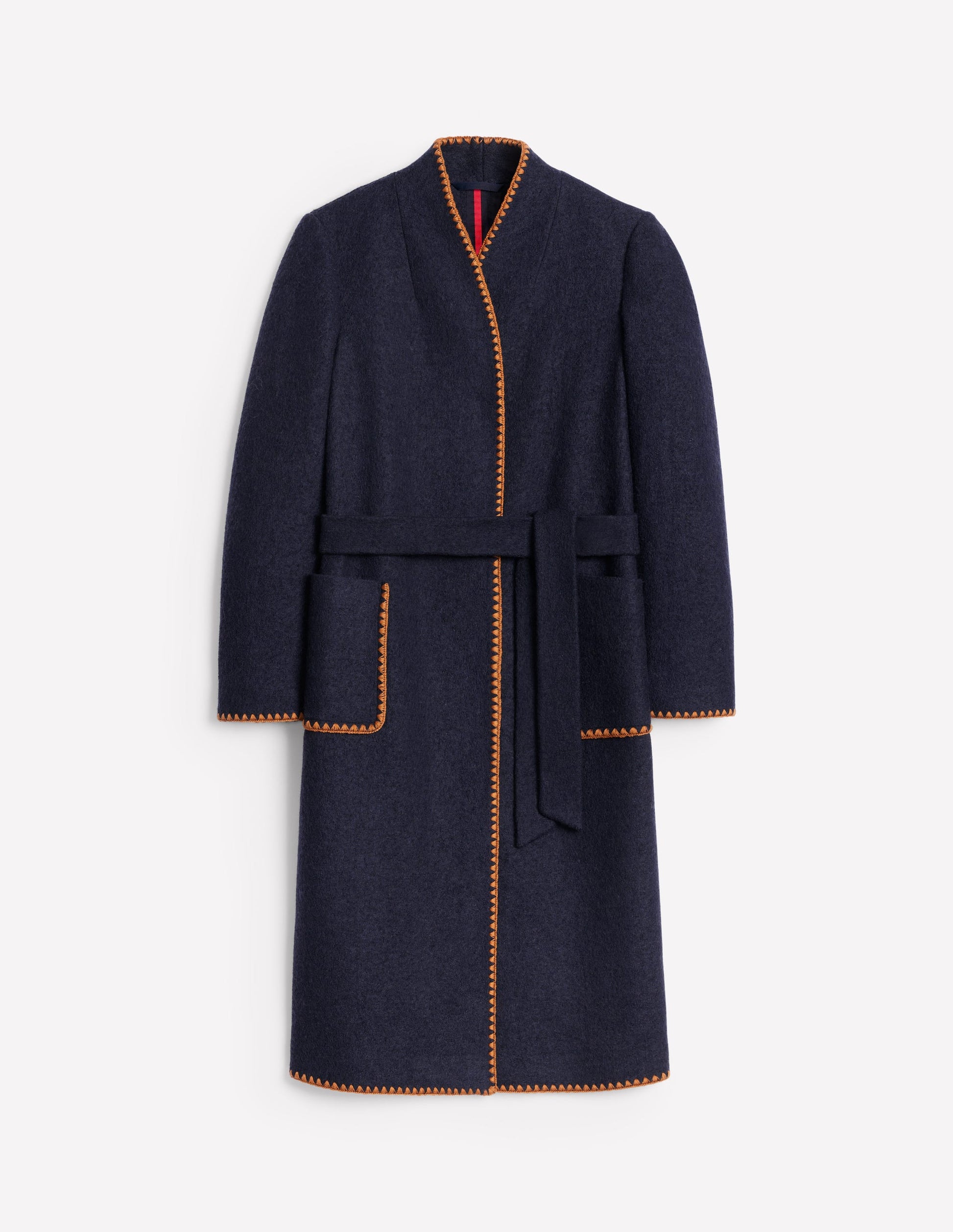 Blanket Stitch Wrap Coat-Navy Boden UK - Main Image