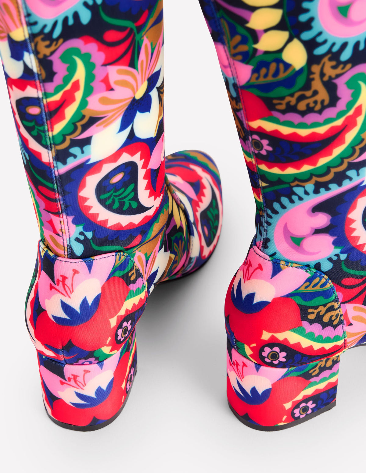 Stretch Knee Heel Boots-Multi, Botanical Paisley-4