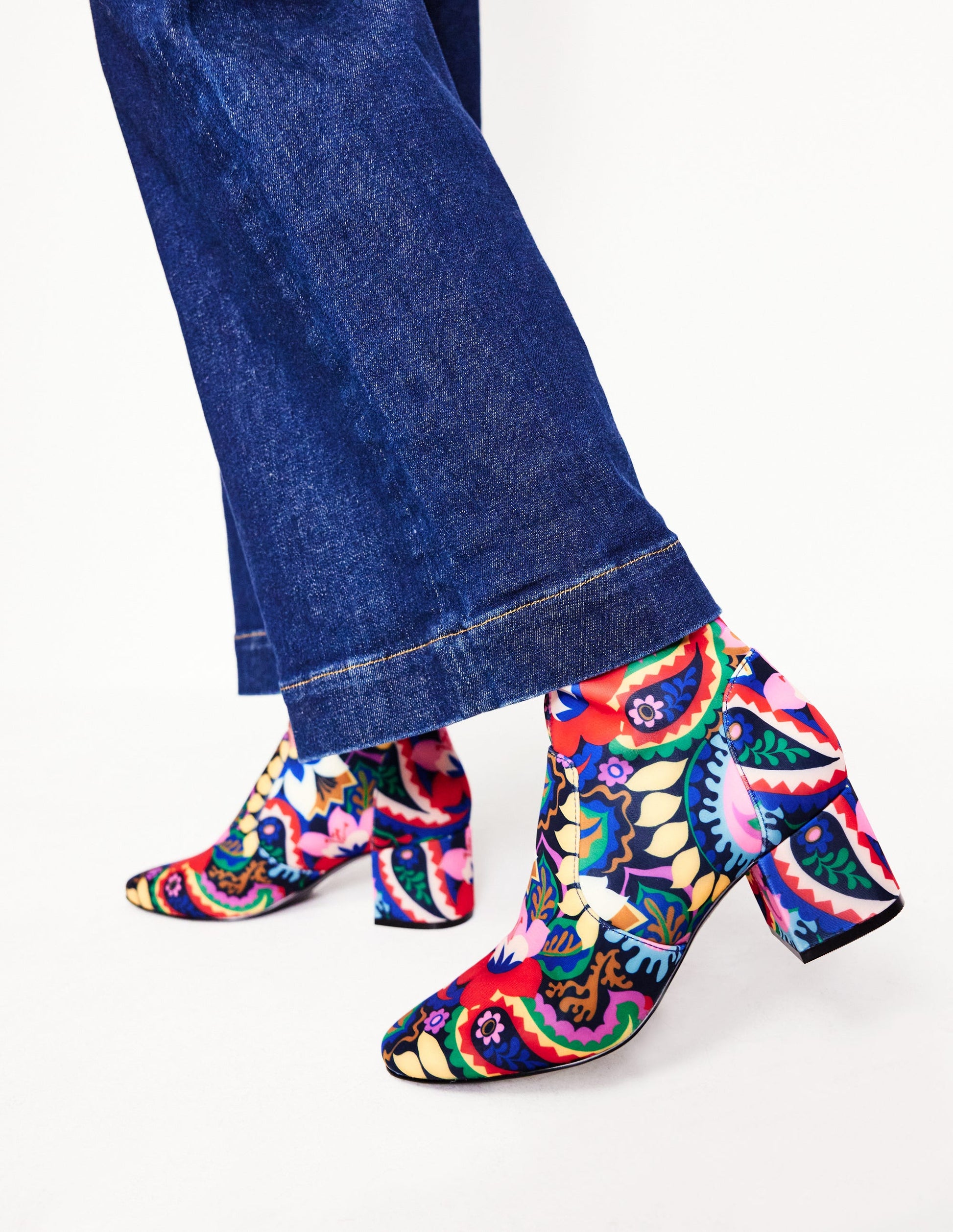 Stretch Knee Heel Boots-Multi, Botanical Paisley-2