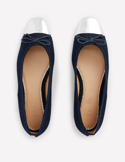 Toe Cap Ballet Flat-Denim-3