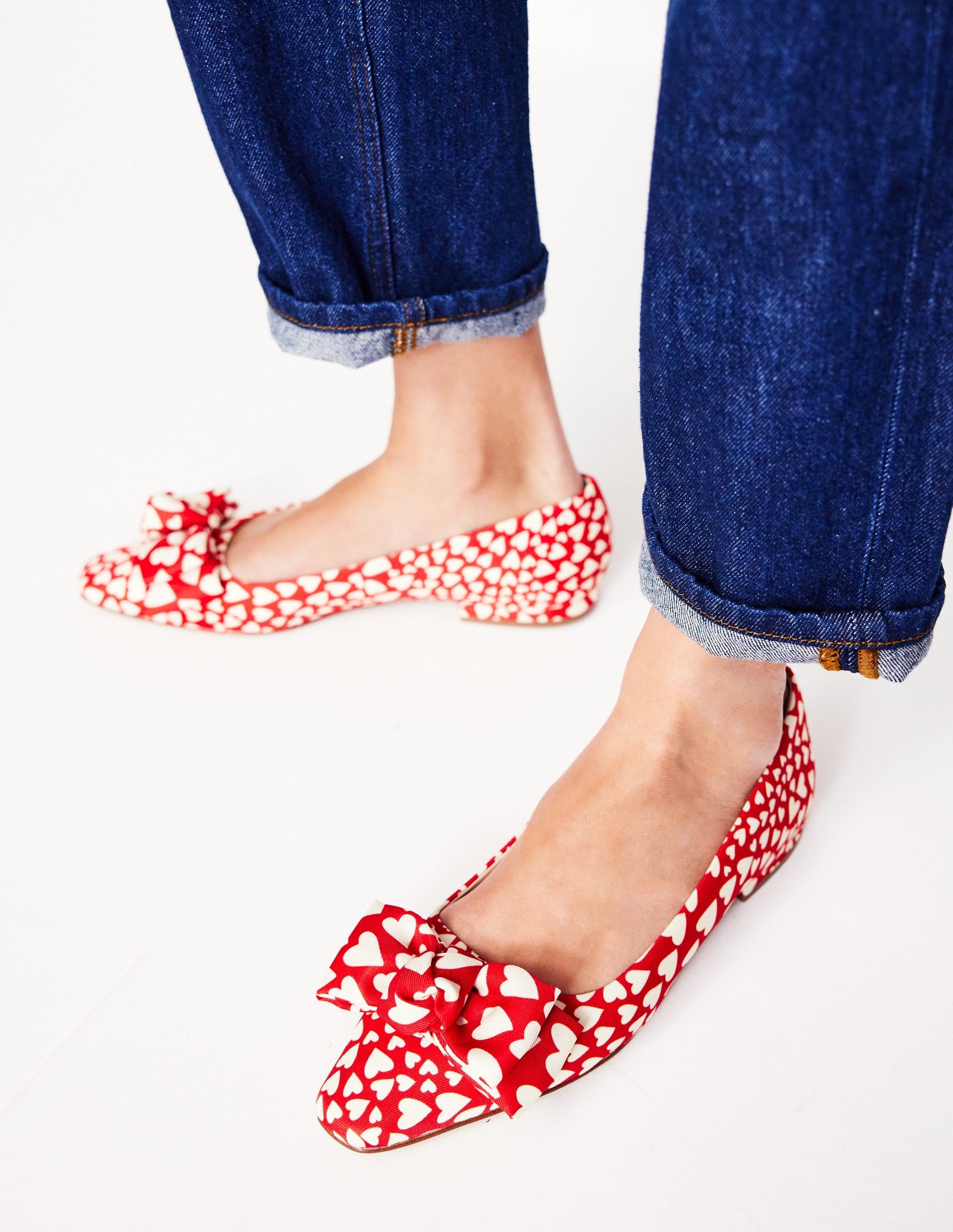Chisel Toe Ballet Flat-Poppy Red, Heart Cluster - Image 2