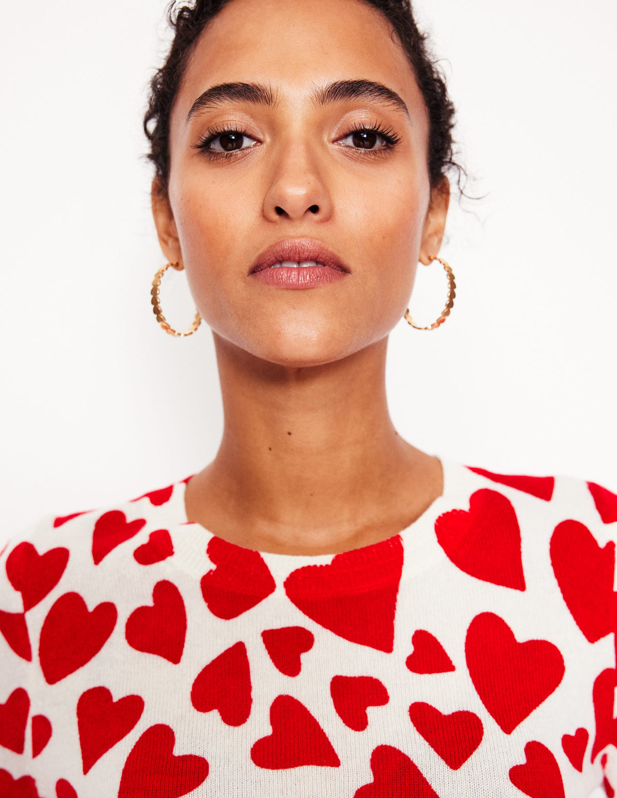 Metal Heart Earrings-Gold - Image 2