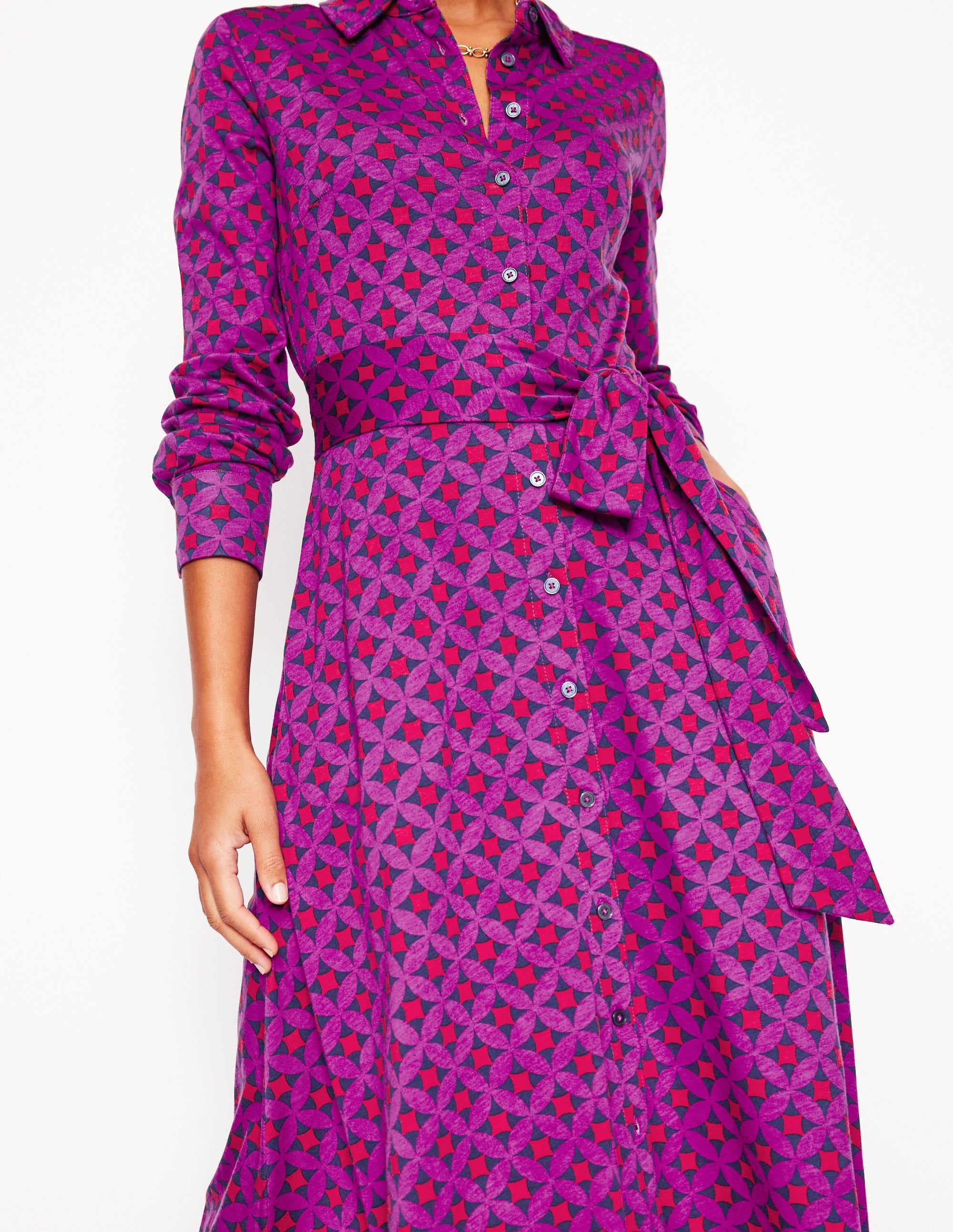 Marcia Jersey Midi Shirt Dress-Regal Purple, Diamond Terrace - Image 2