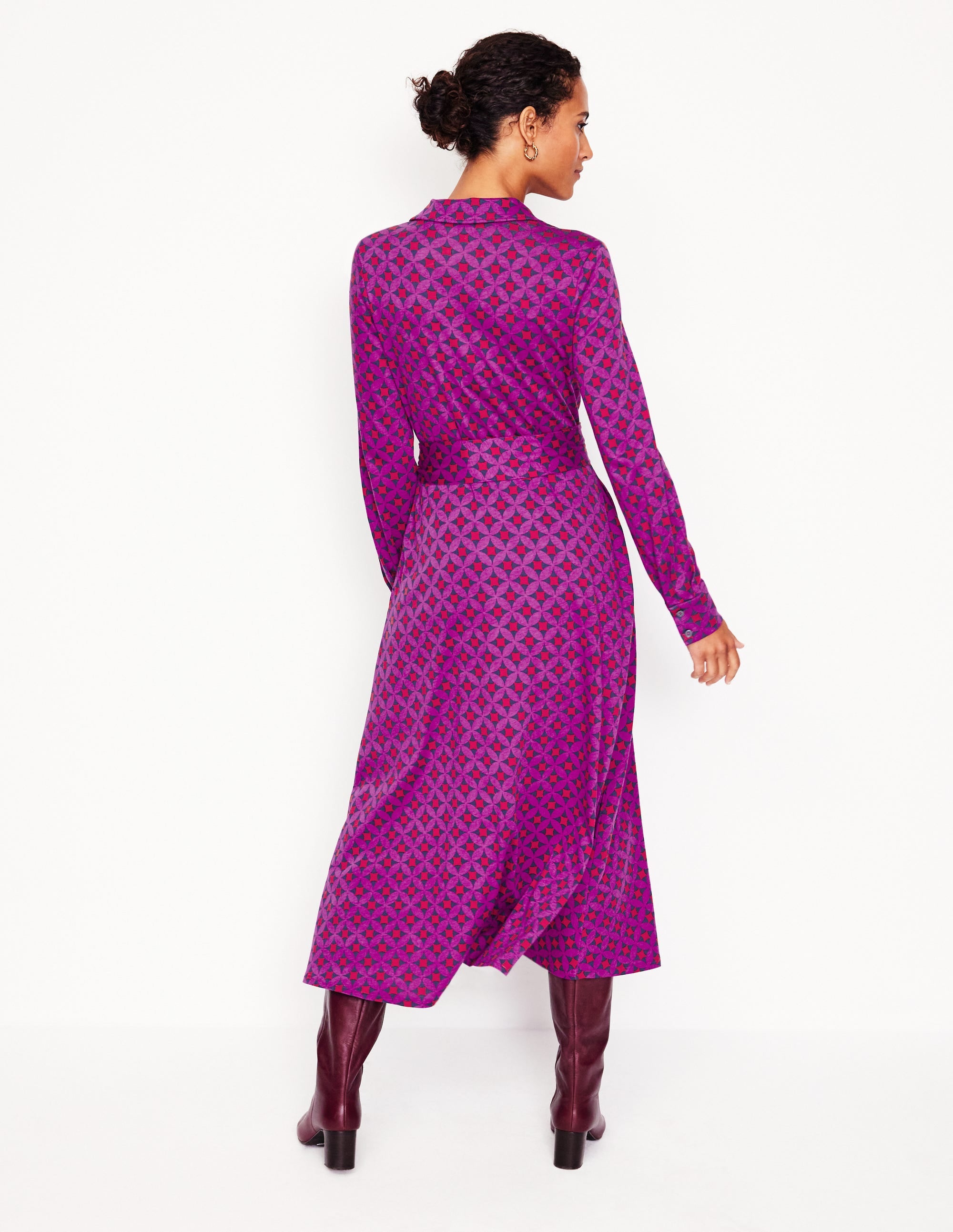 Marcia Jersey Midi Shirt Dress-Regal Purple, Diamond Terrace - Image 3